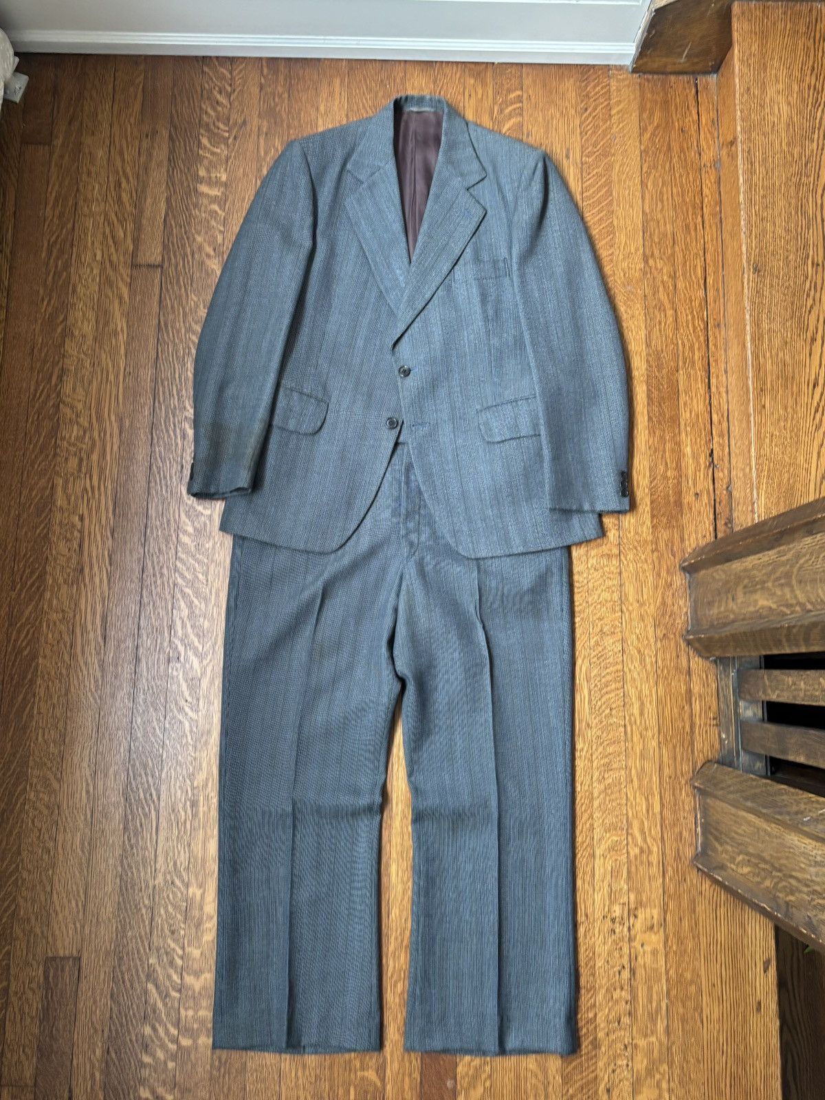 Vintage 1970s Trevira Suit Vintage 2-Piece Suit 1960s Wool Dress Pan Size 36R - 1 Thumbnail