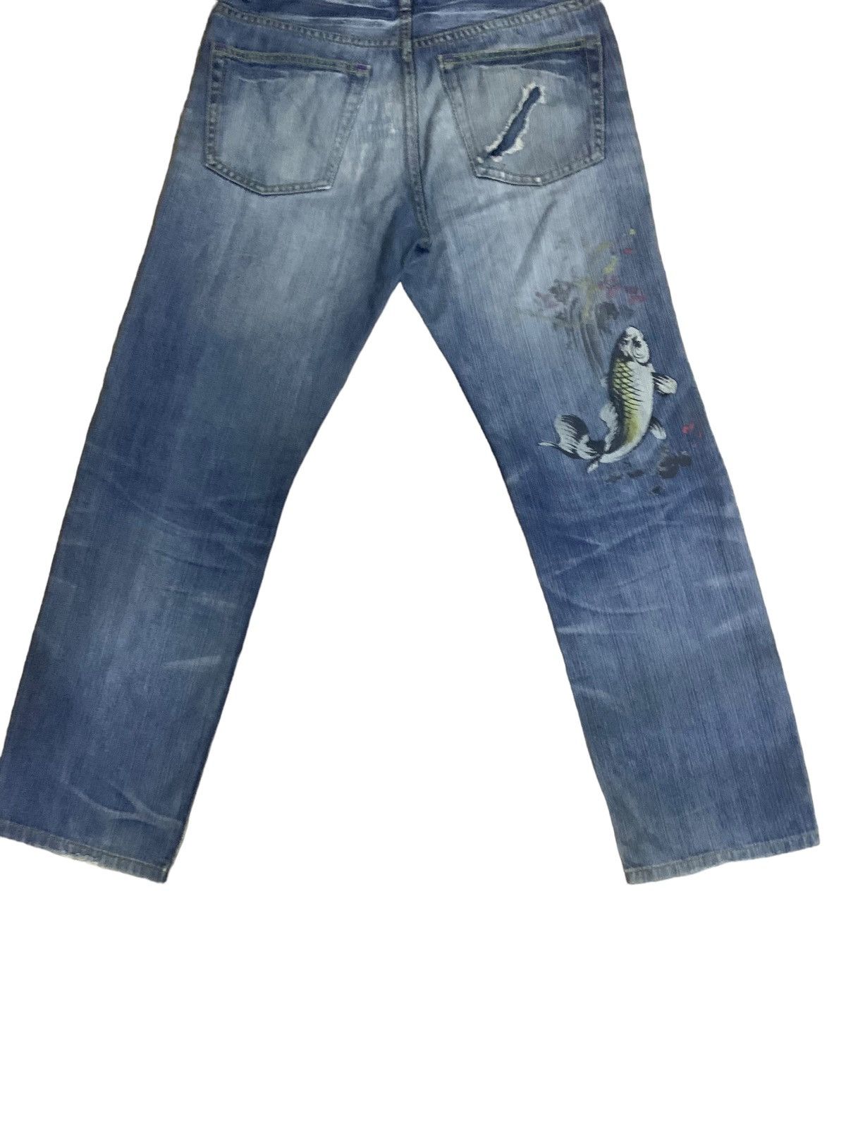 Kings Of Indigo × Takeo Kikuchi 💸Accept Offer💸 Takeo Kikuchi KOI Print Jeans Size US 30 / EU 46 - 8 Thumbnail