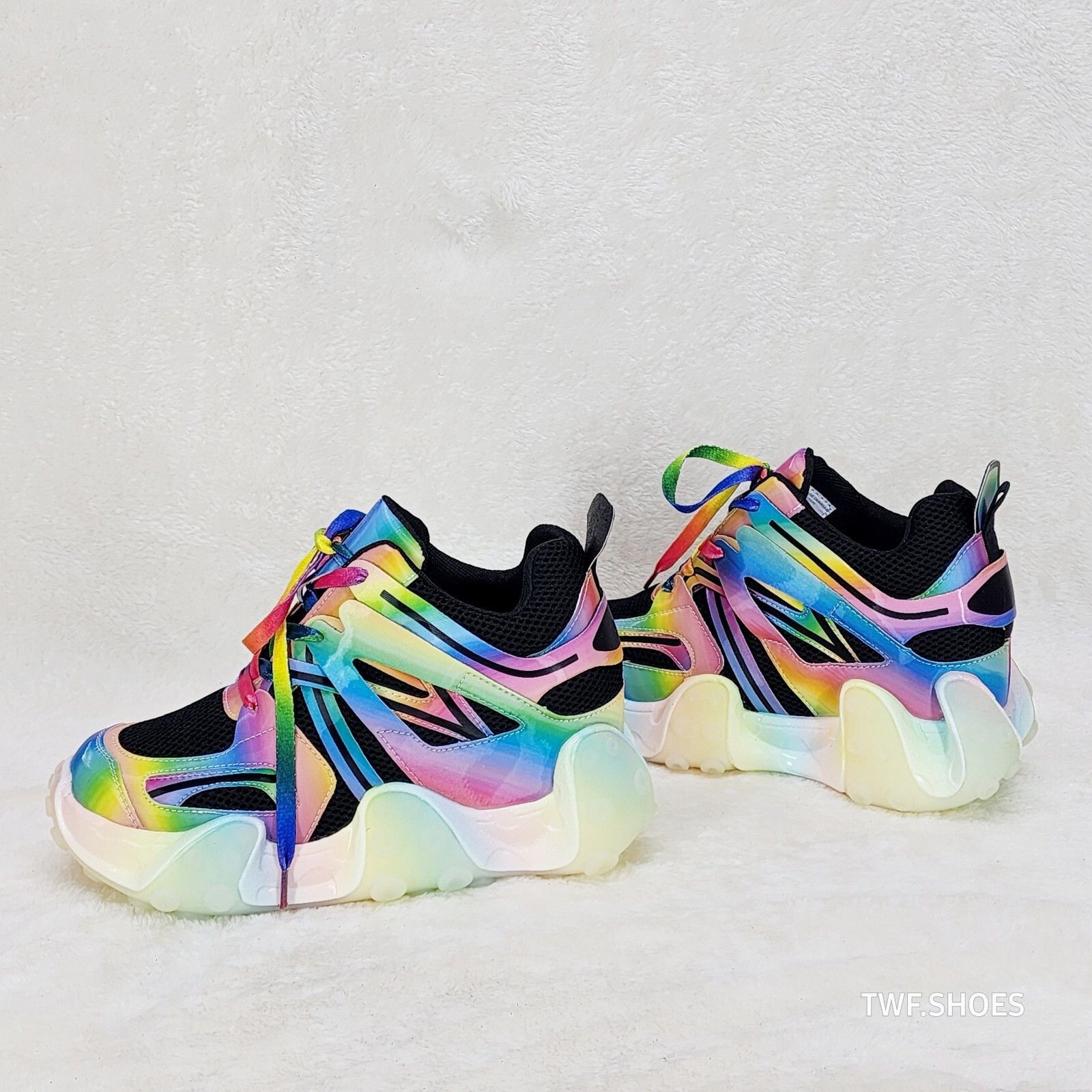 Other Anthony Wang Alien Black & Rainbow Hidden Wedge Platform Sne Size US 6 / IT 36 - 4 Thumbnail