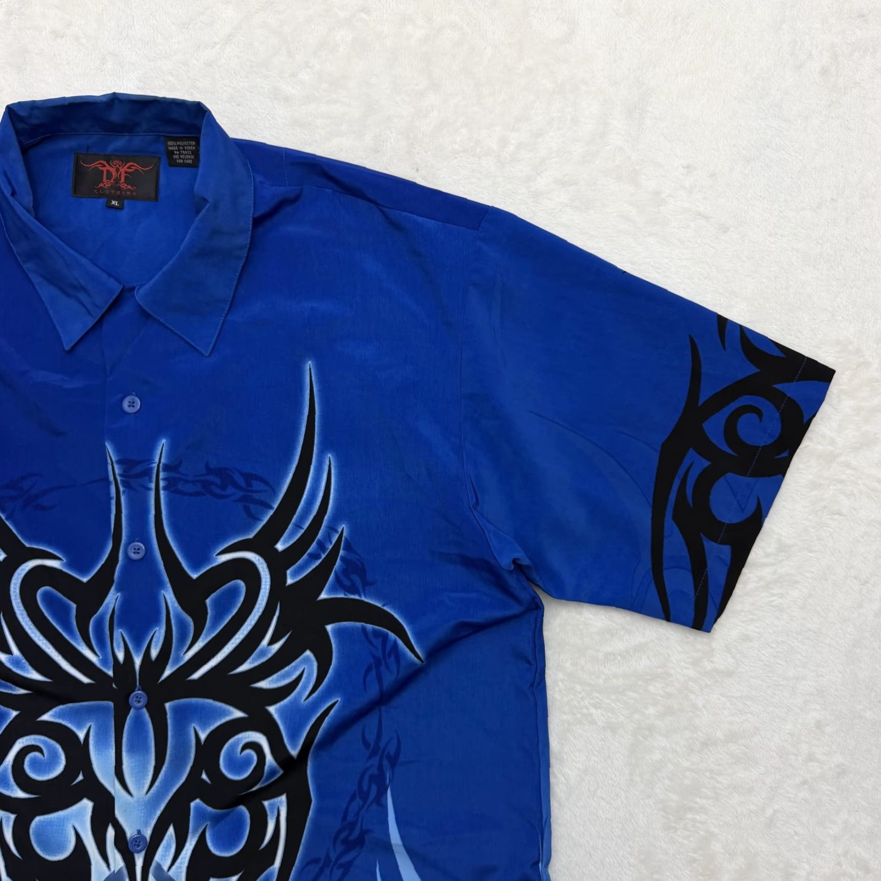 Vintage VINTAGE Dragon Fly Clothing Shirt Mens XL Blue Tribal Tattoo Graphic Button Up Size US XL / EU 56 / 4 - 3 Thumbnail