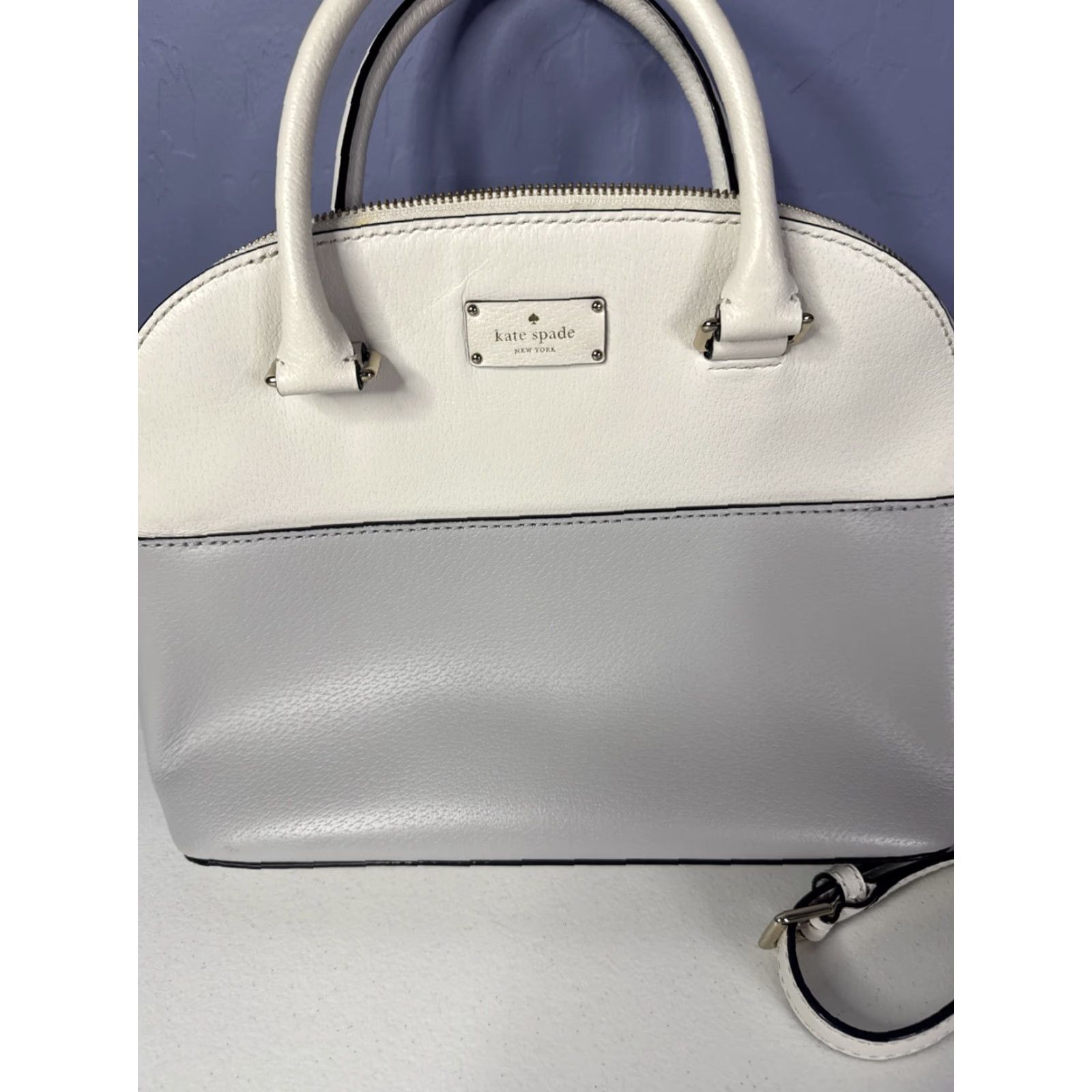 Vintage Kate Spade Crossbody Bag Grove Street Carli Purse White Gray Leather Women Car Theme 90s? Size ONE SIZE - 2 Thumbnail