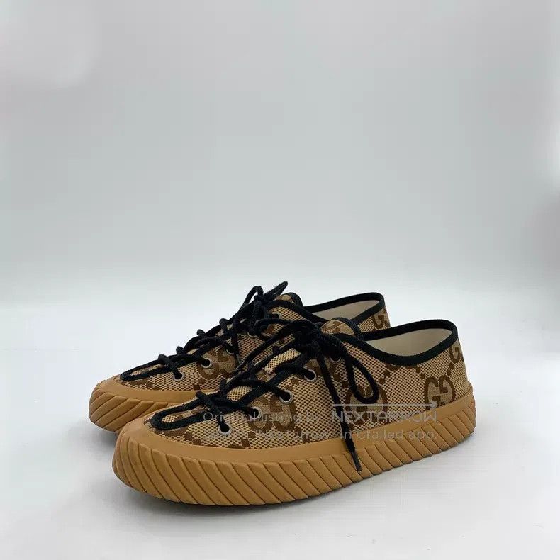 Gucci Gucci Dark brown double G jacquard lace-up casual flat boa Size US 7 / EU 40 - 1 Thumbnail