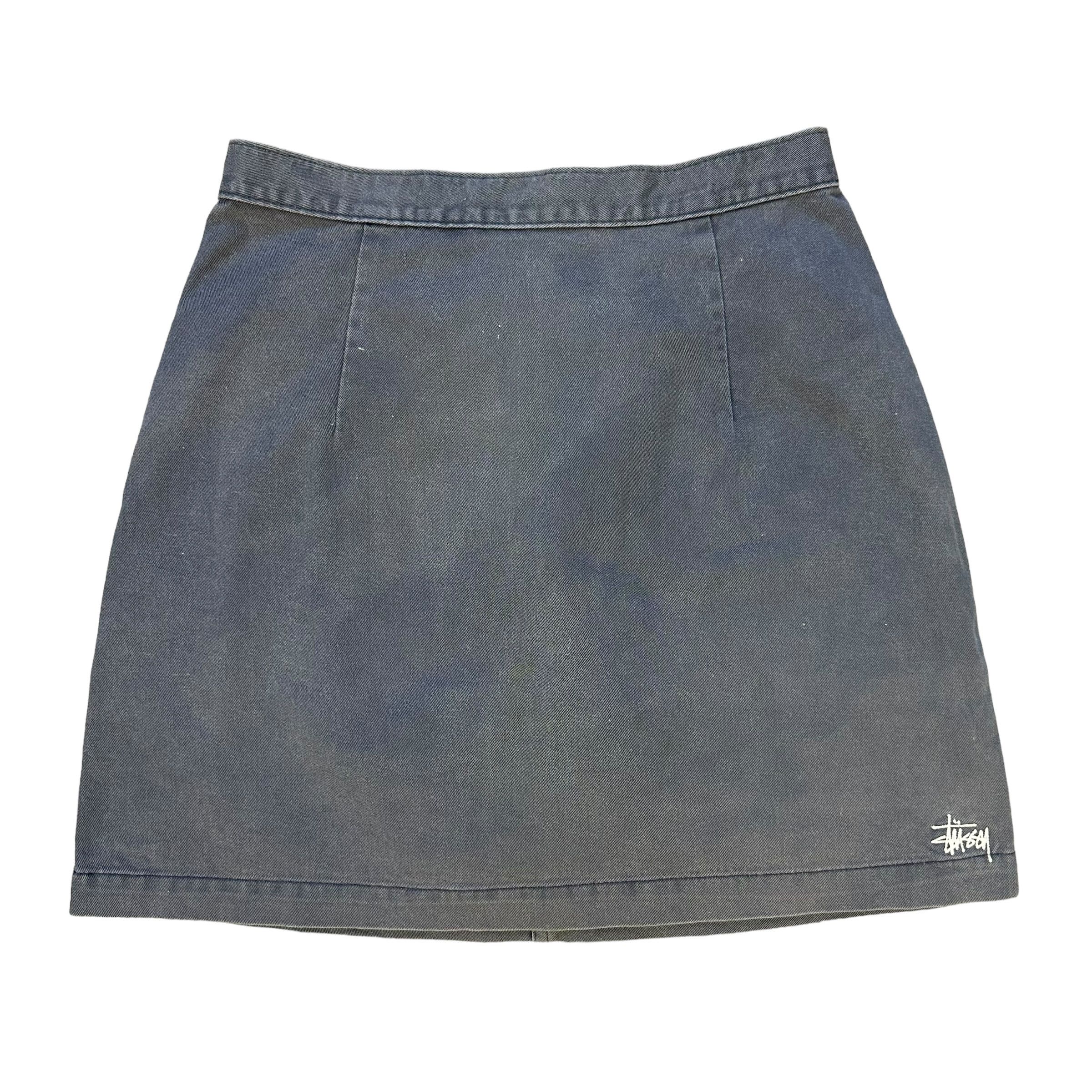 90’s STUSSY Made in Usa Faded Gray Mini Skirt #A44-1027