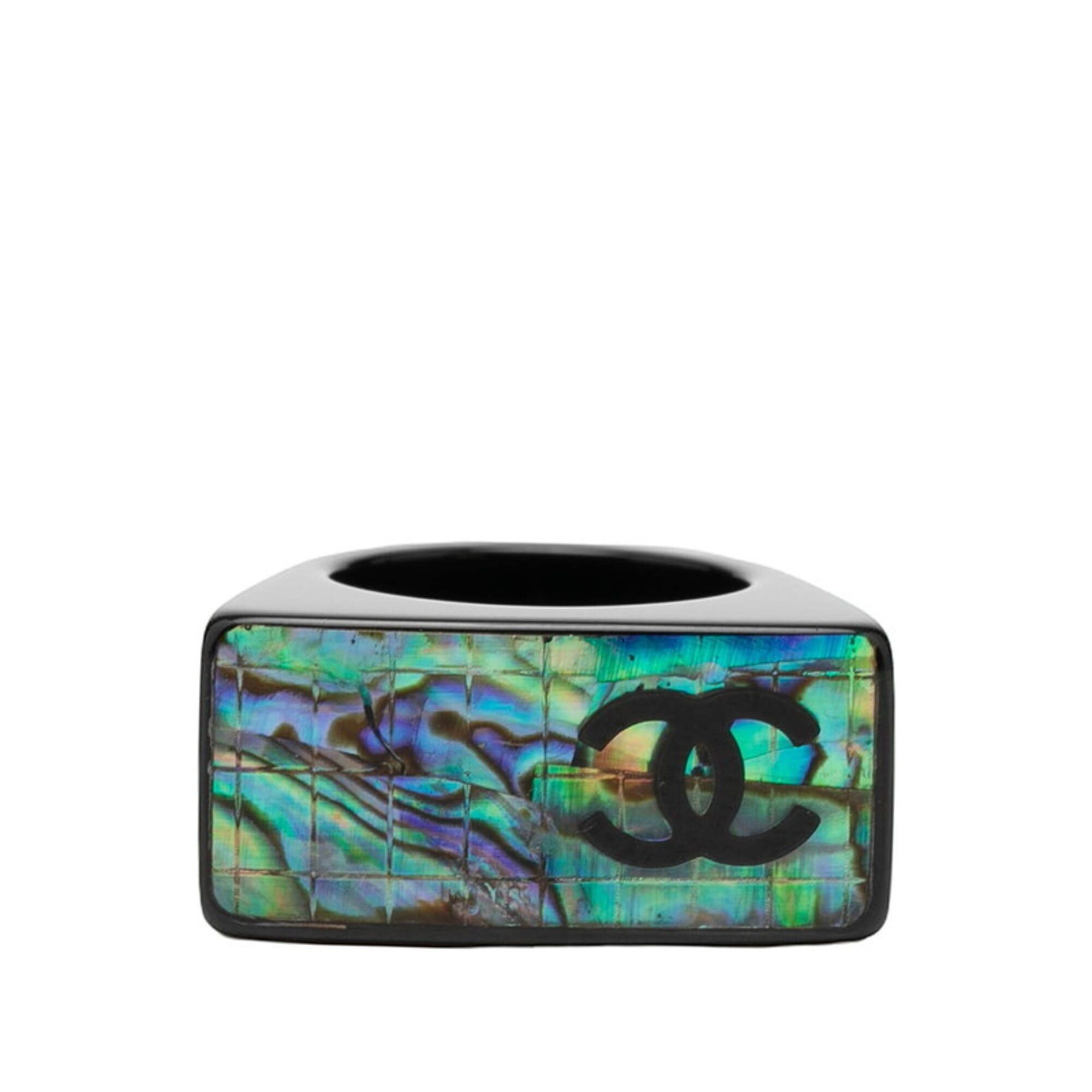 Chanel Chanel Coco Mark Ring, Black and Blue Plastic, Women's CHANEL Size ONE SIZE - 1 Thumbnail