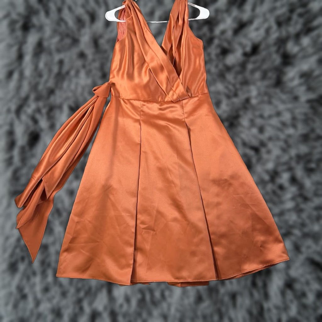 Vintage VINTAGE Jim Hjelm Dress A-Line 14 Sleeveless Satin Taffeta Orange Midi Formal Bridesmaid 90s Wedding Women's Size XL / US 12-14 / IT 48-50 - 1 Thumbnail