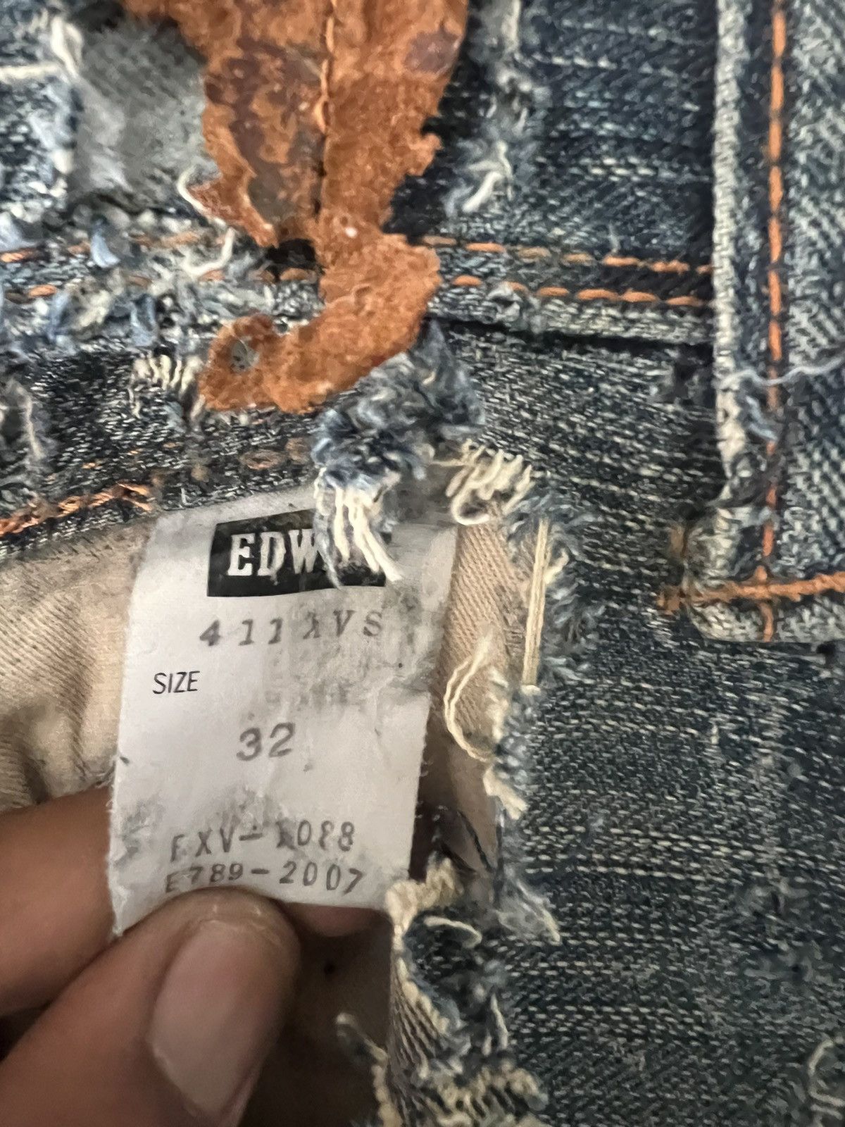 Japanese Brand MUGATAMUGARU THRASHED🔥EDWIN FLARE RIPPED DENIM PANT Size US 32 / EU 48 - 12 Thumbnail