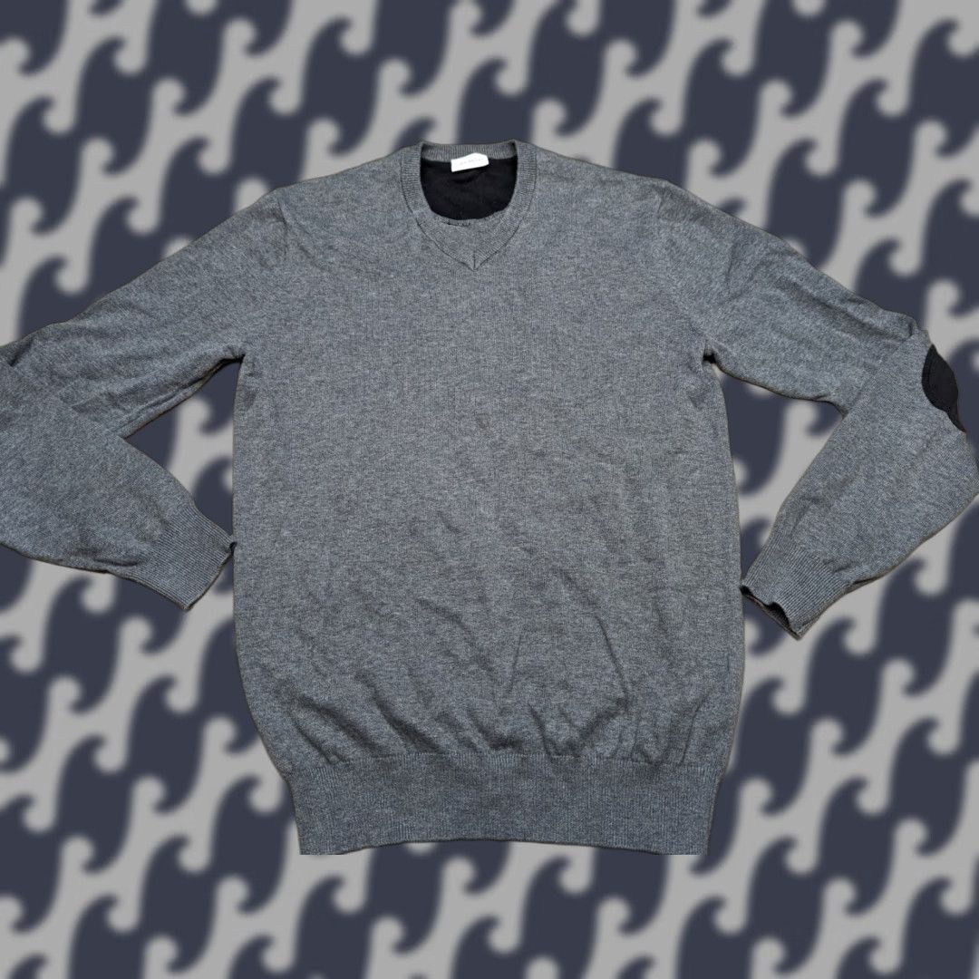Vintage John Henric Mens Pullover Gray Small Elbow Patch Cotton Crewneck Knitted Size US S / EU 44-46 / 1 - 1 Thumbnail