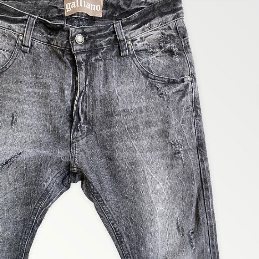 image of Galliano Black Stone Wash Slim Fit Jeans in Dark Gray, Men's (Size 29)