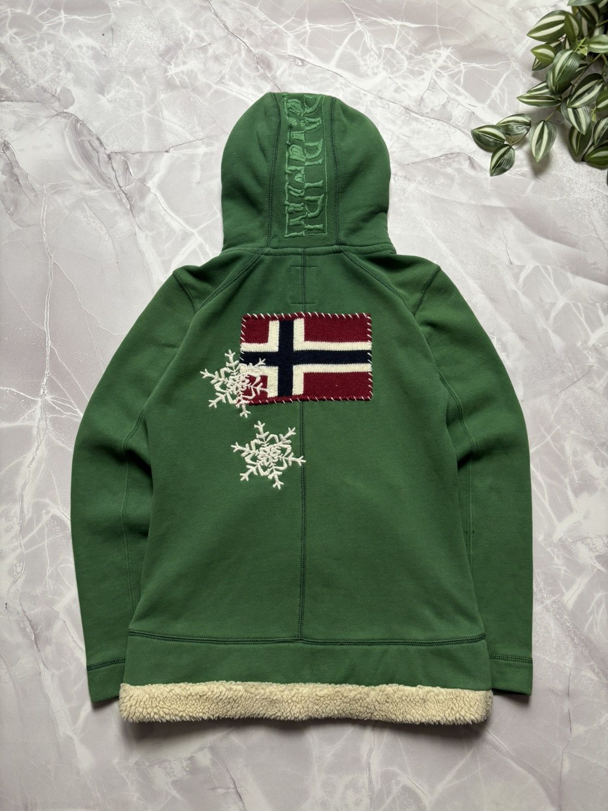 Napapijri Napapijri Flag Green Zip Hoodie Sherpa Trim Ski Patch Size M / US 6-8 / IT 42-44 - 1 Thumbnail
