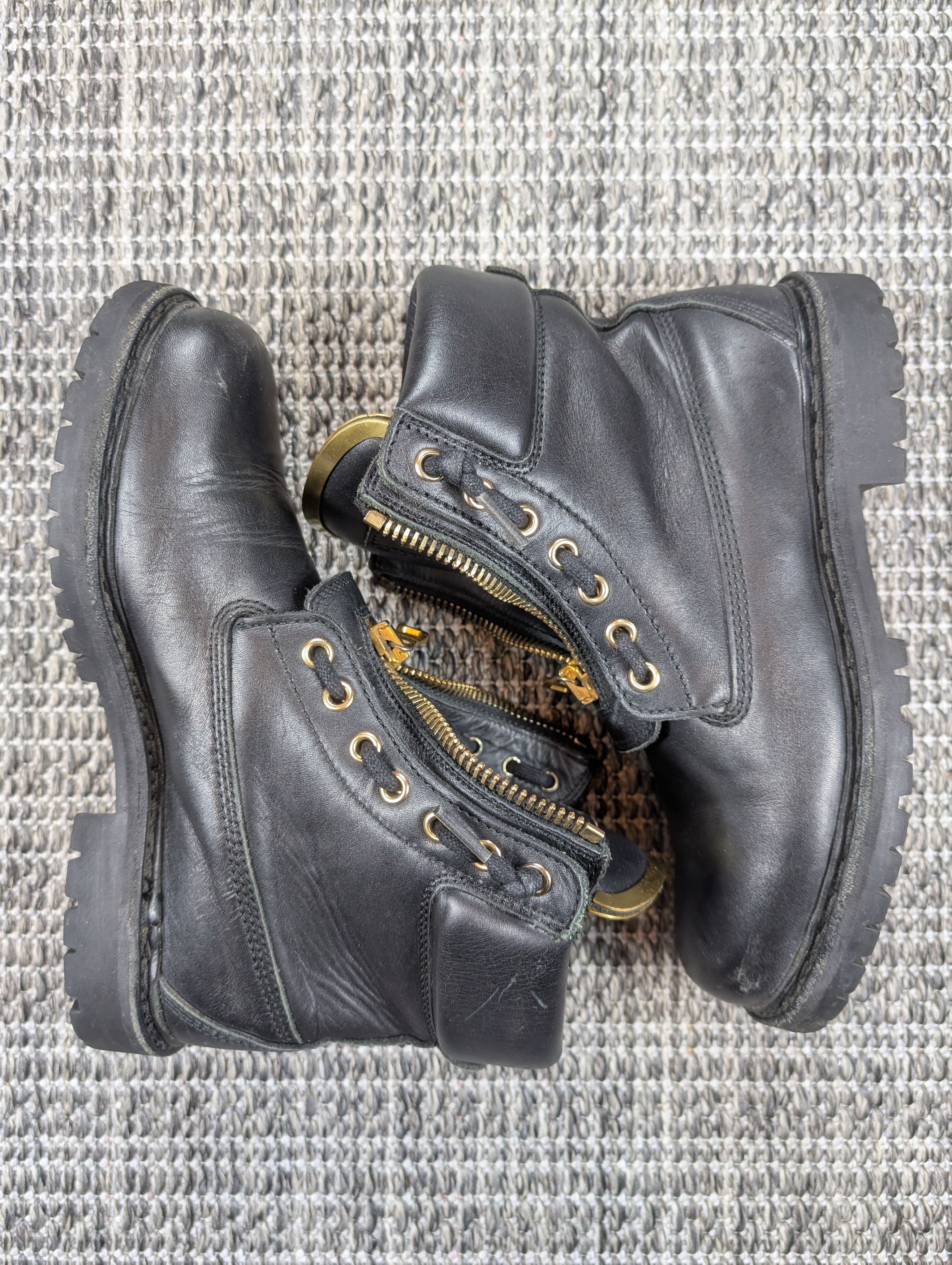 Balmain Balmain Charlie Ranger Gold Plated Black Leather Zip Boots Size US 6 / IT 36 - 7 Thumbnail