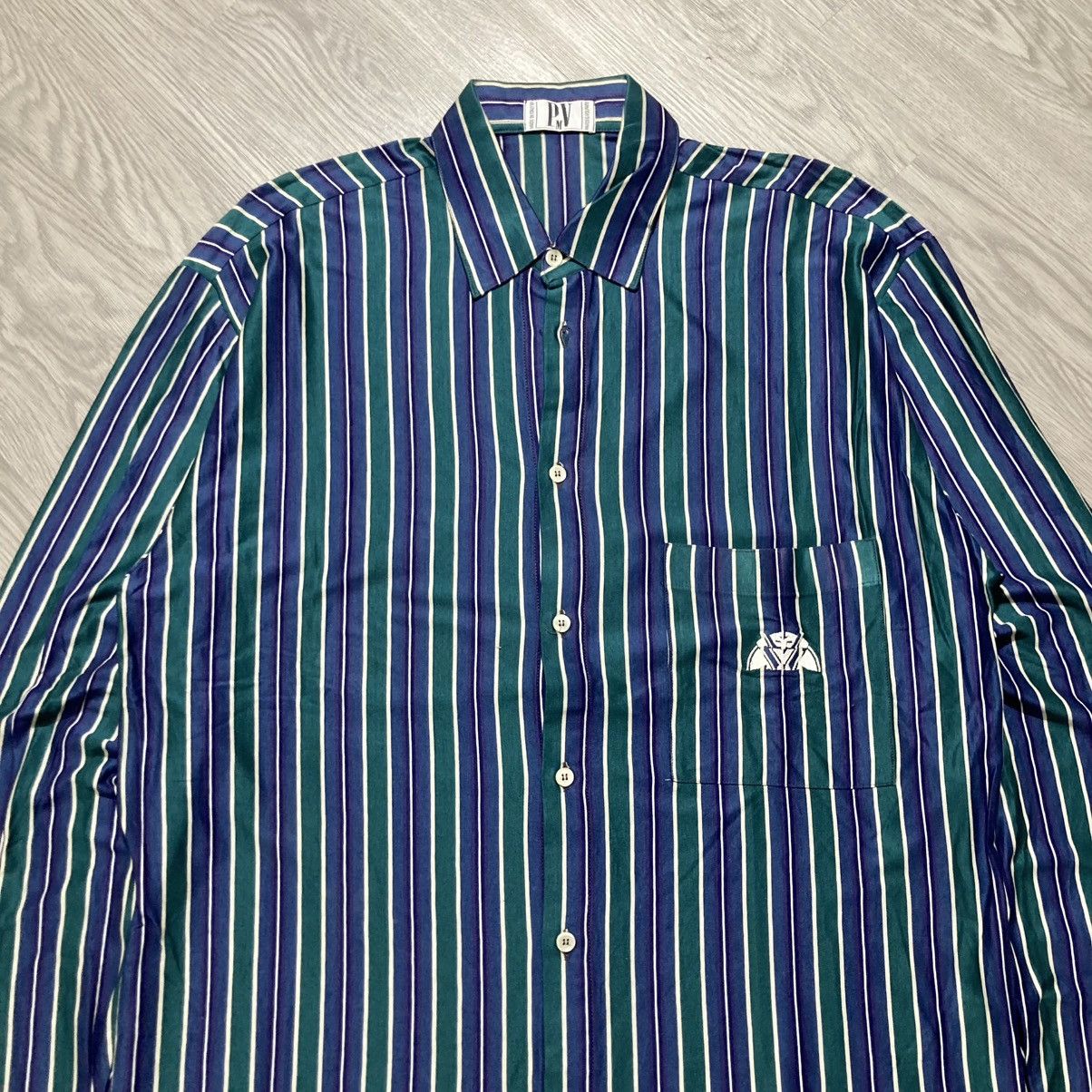 Vintage 🇮🇹 1990s Vintage Pavesi Polvato Silk Striped Shirt Luxury Size US L / EU 52-54 / 3 - 2 Thumbnail