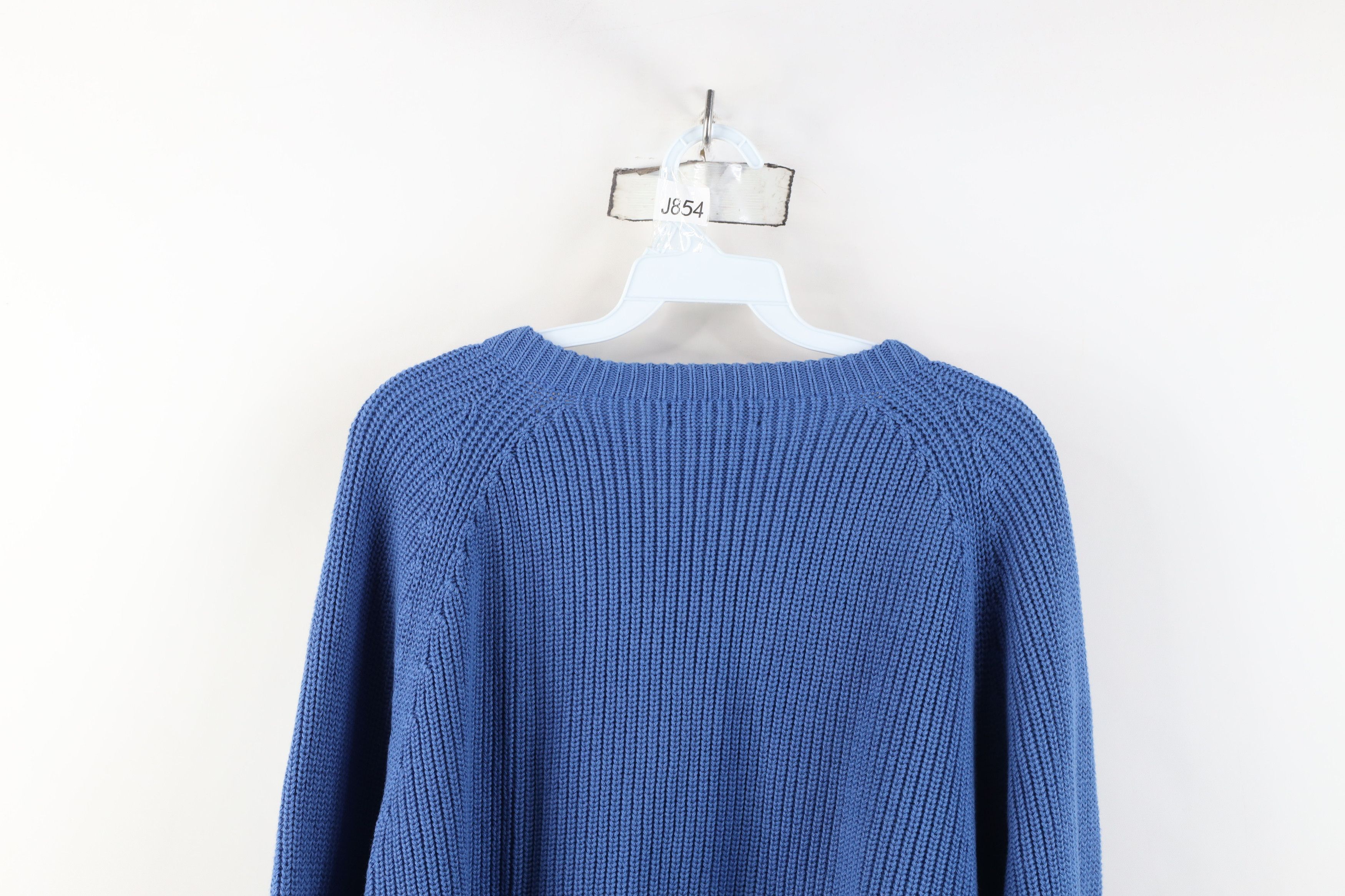 Lands' End Vintage 90s Lands End Cotton Ribbed Knit Sweater Blue USA Size US L / EU 52-54 / 3 - 9 Thumbnail