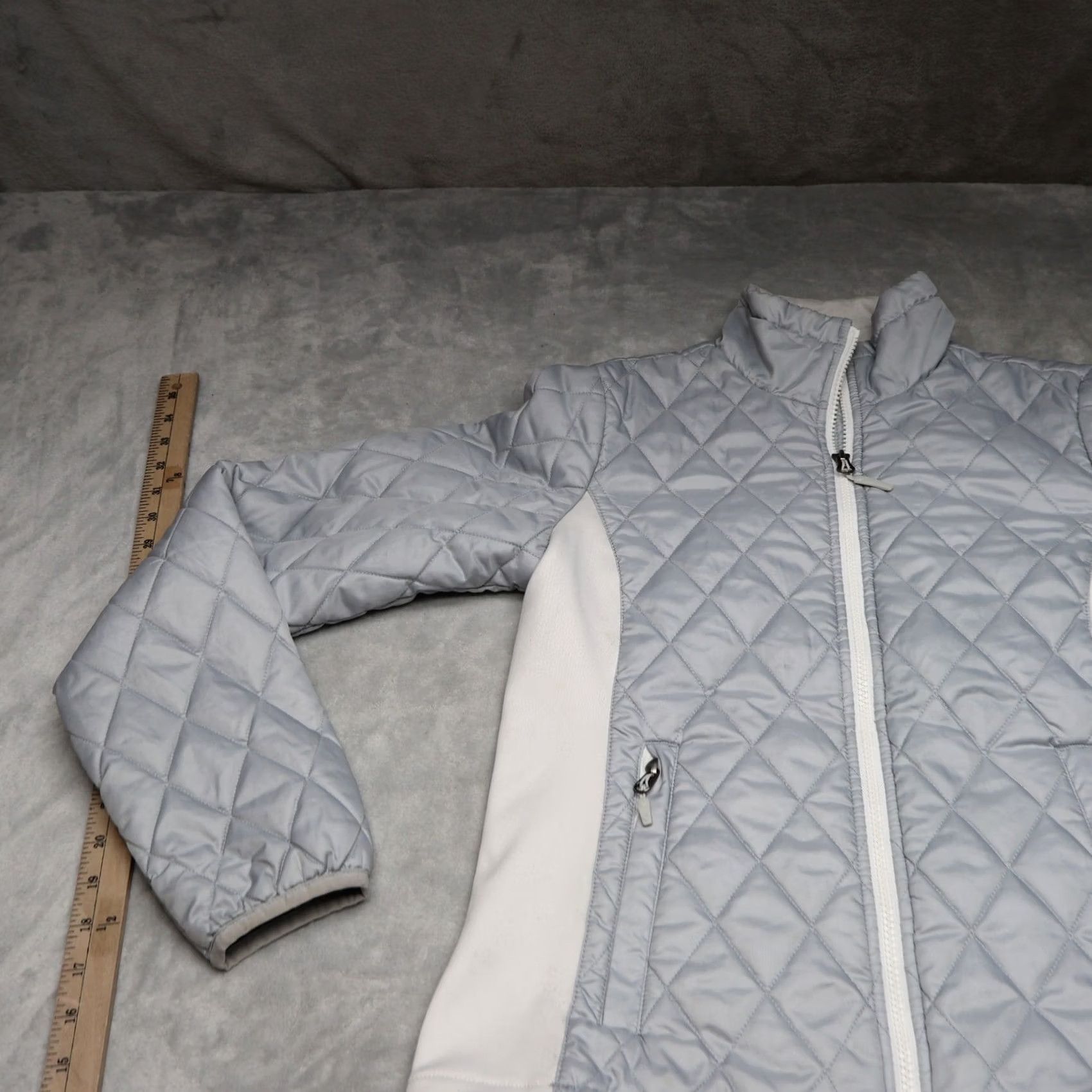 Marmot VINTAGE Marmot Jacket Womens Small White Quilted Puffer Hybrid Light Insulated Zip Front Pocketed Mock Neck Outdoor Hiking Shirt Womens Size S / US 4 / IT 40 - 2 Thumbnail