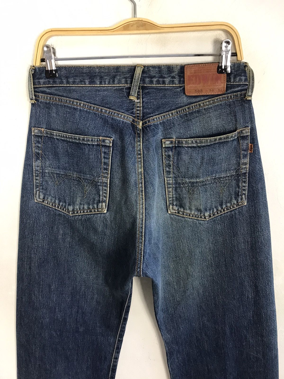 Edwin × Vintage Vintage Edwin 505 Selvedge Distressed Denim Jeans Size US 30 / EU 46 - 9 Thumbnail