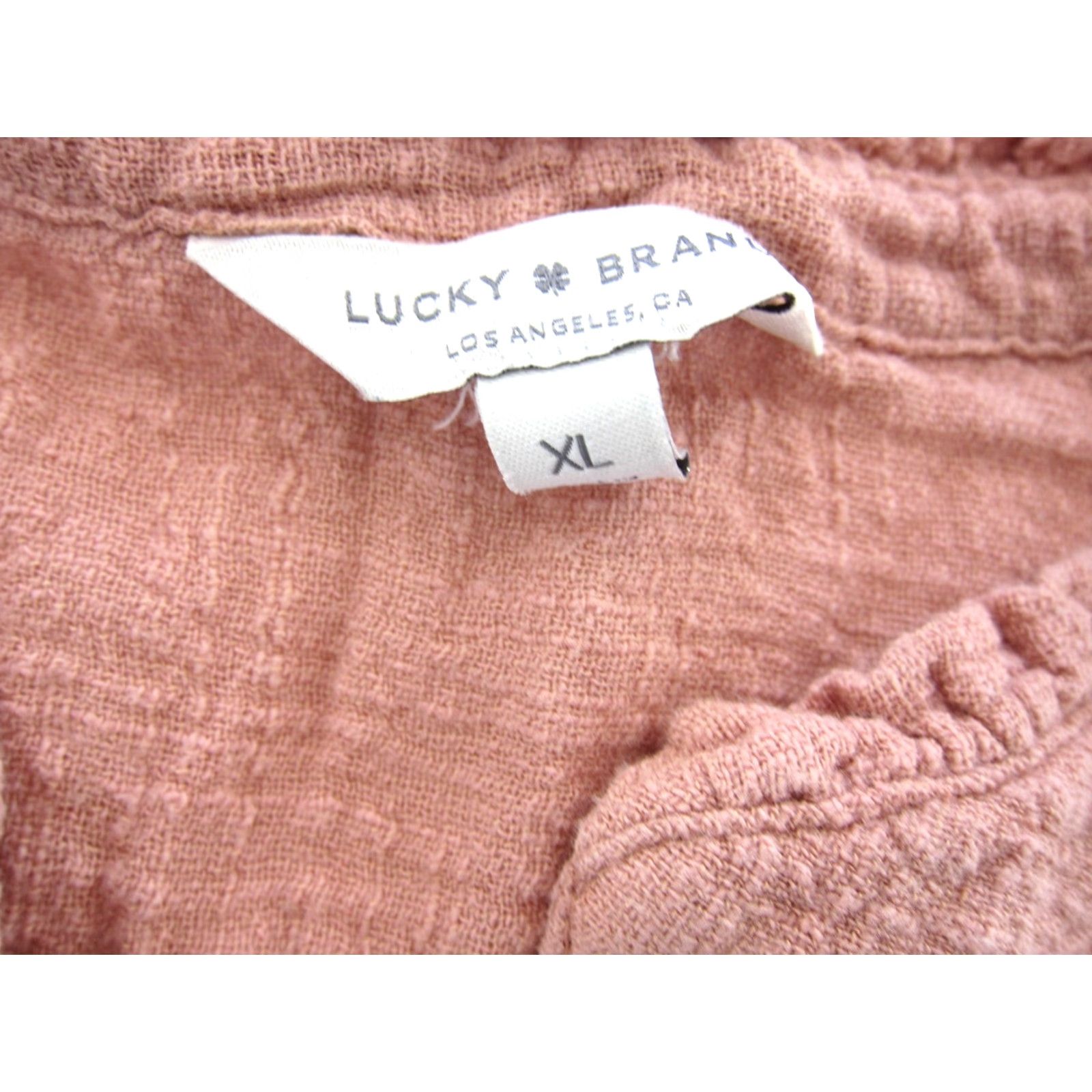 Lucky Brand Lucky Brand Blouse Pink Long Sleeve Shirt Women XL V-Neck Bohemian Peasant Cotton Jersey Blouse Size XL / US 12-14 / IT 48-50 - 3 Thumbnail