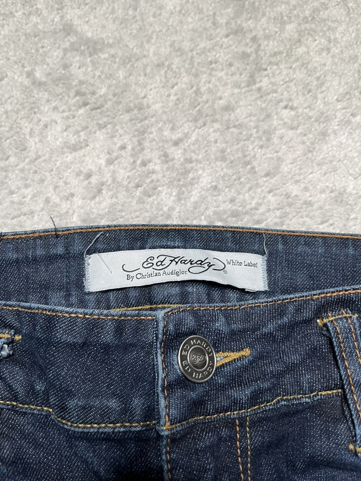 Ed Hardy Vintage Dark Blue Skinny Jeans Trousers Ed Hardy Sequins Size 28" / US 6 / IT 42 - 4 Thumbnail