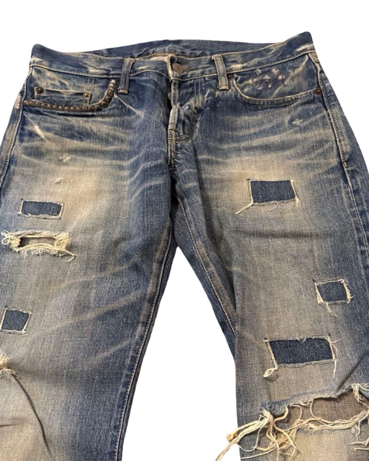Hysteric Glamour Komado Patchwork Distressed Studded Denim Jeans Size US 30 / EU 46 - 3 Thumbnail