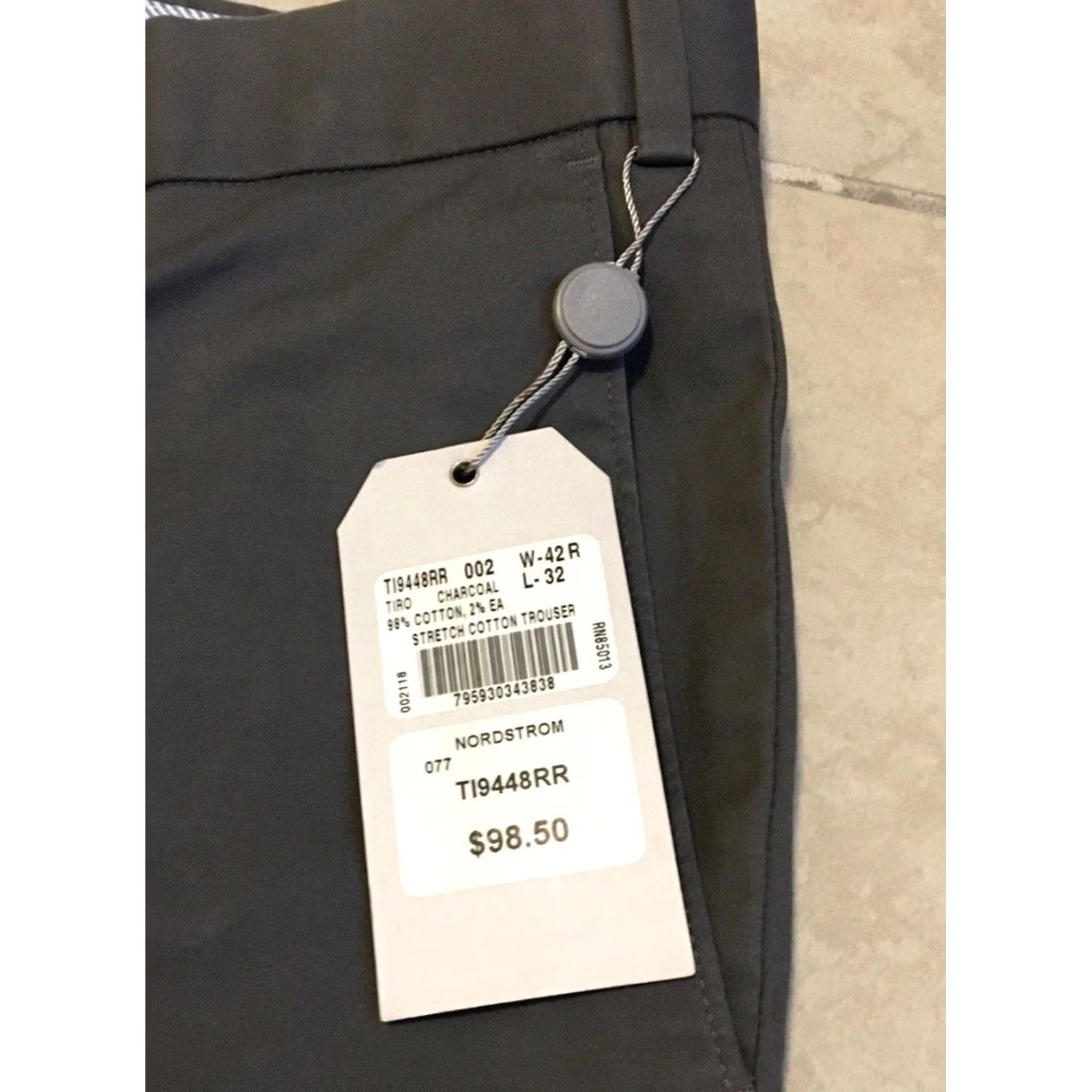 Nordstrom Bensol Mens Dress Pants 42/32 Flat Front Charcoal Straight Leg Pants Mens Clothing Size US 42 / EU 58 - 4 Thumbnail