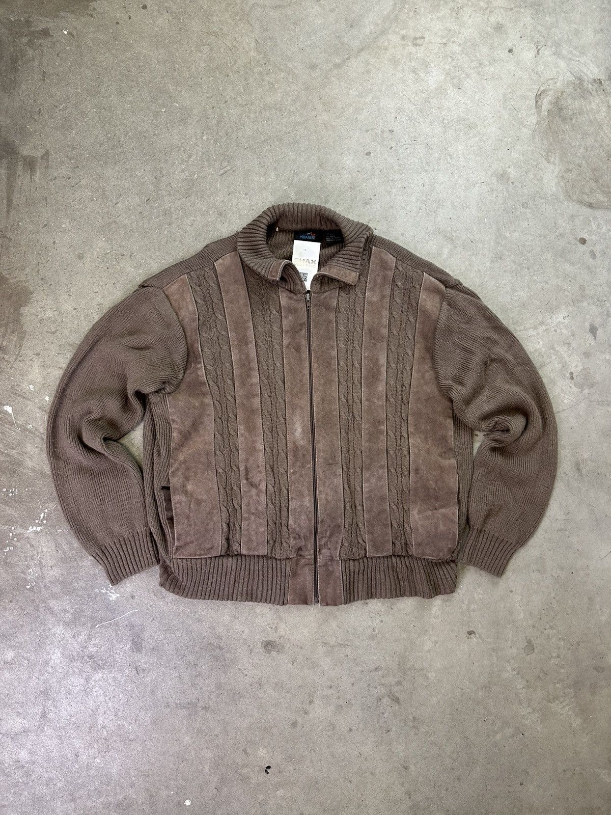 Sears × Vintage vintage 80s sears suede knit zip up sweater xl Size US XL / EU 56 / 4 - 1 Thumbnail