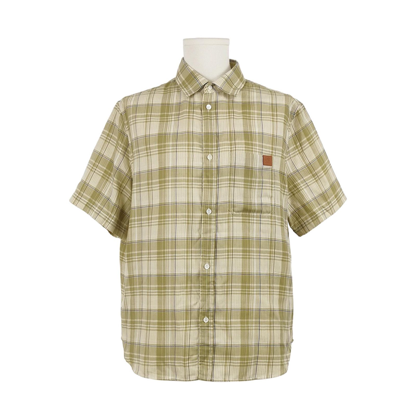 Loewe Loewe Plaid Leather Patch Short Sleeve Shirt 40 Size US M / EU 48-50 / 2 - 1 Thumbnail
