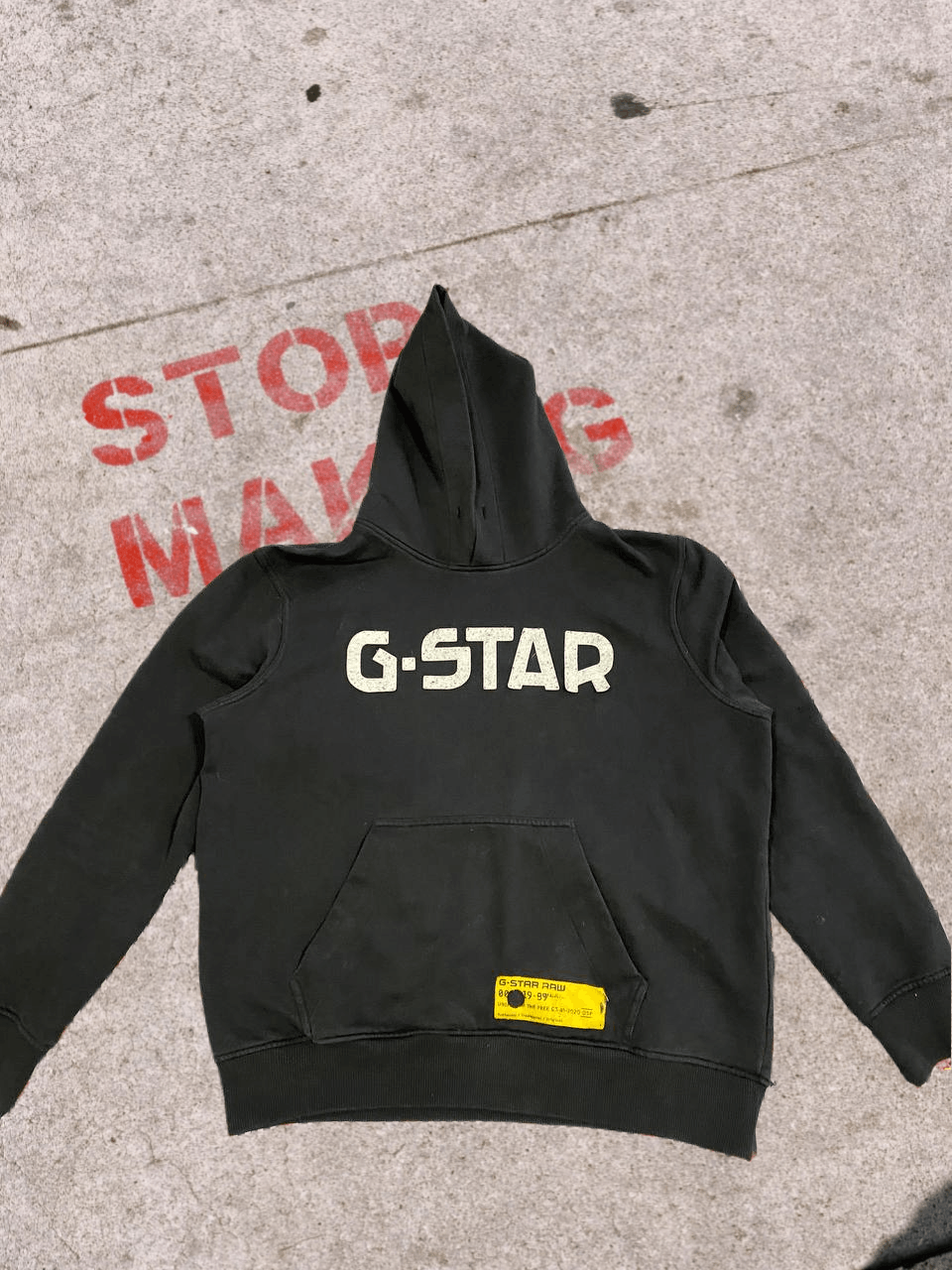 Pullover Hoodie Black G Star Raw big logo streetwear