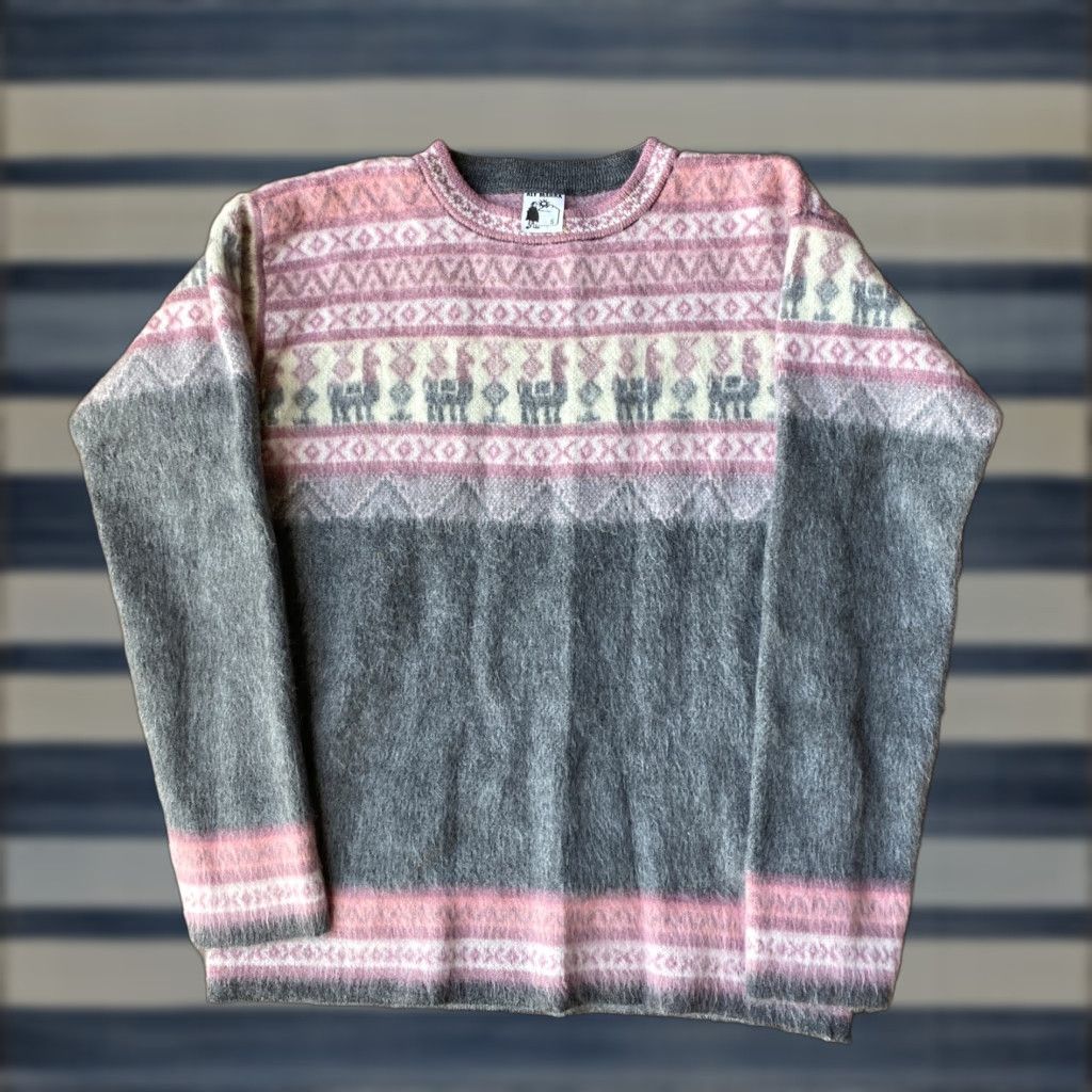 Pinko Tejidos Aly Marka Alpaca Llama Novelty Print Sweater Women Small Pink Crew Neck Long Sleeve Size S / US 4 / IT 40 - 1 Thumbnail
