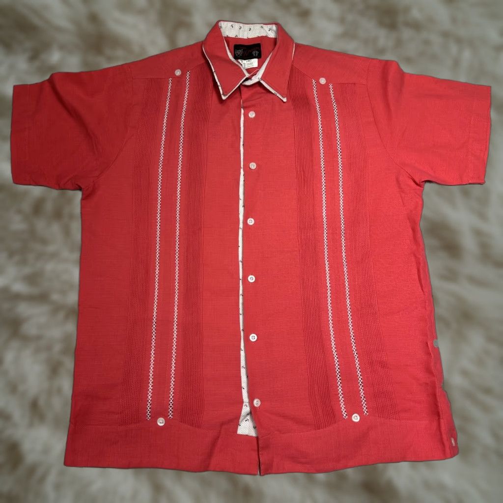 Pinko VINTAGE Kristin Modos Pink Linen Shirt Short Sleeve Button Up Relax Textured Men 38 Shirt Mens Pink Linen Short Sleeve Button-Up 38 Size US M / EU 48-50 / 2 - 1 Thumbnail