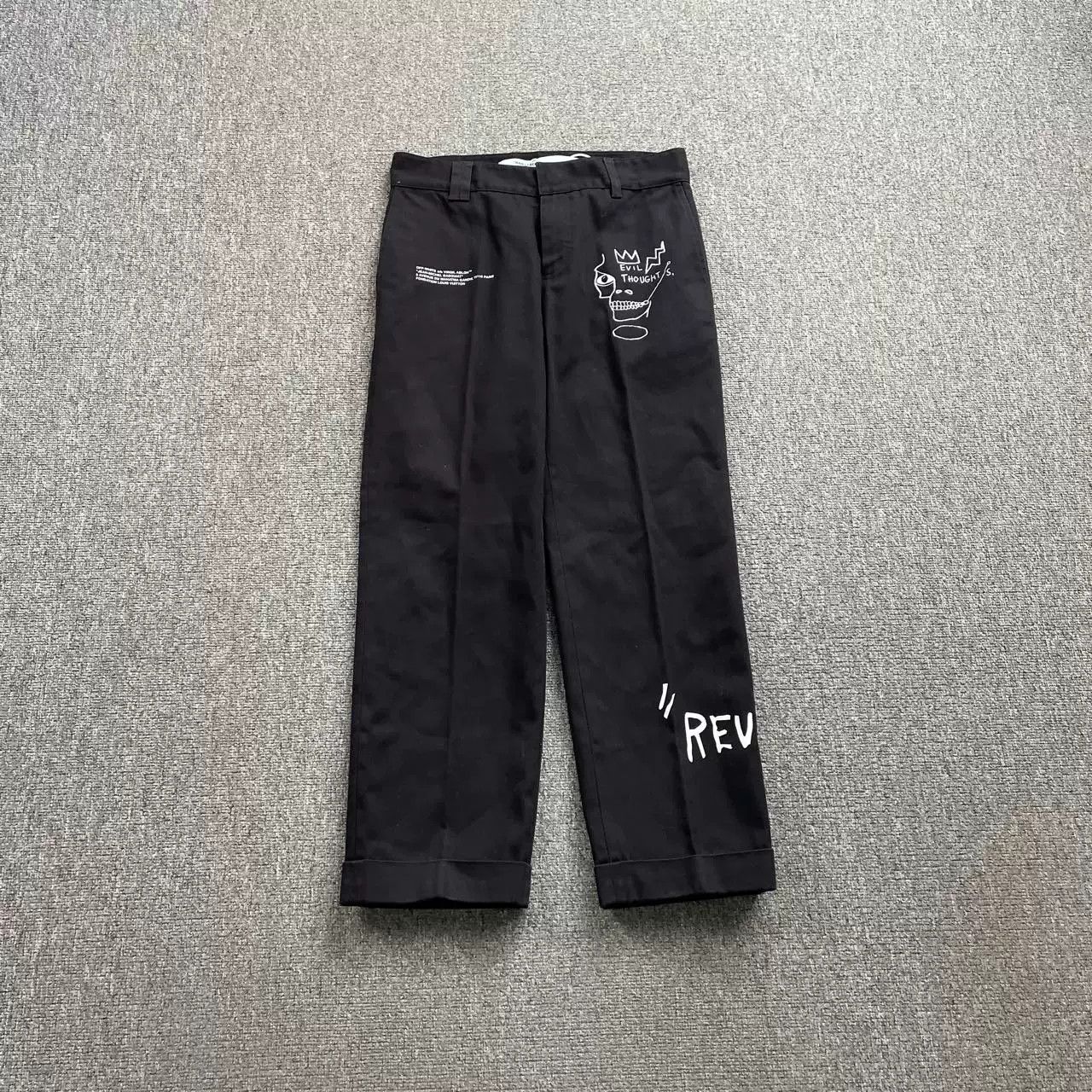 Off-White Off White Black Printed Cropped Pants Size US 29 - 1 Thumbnail