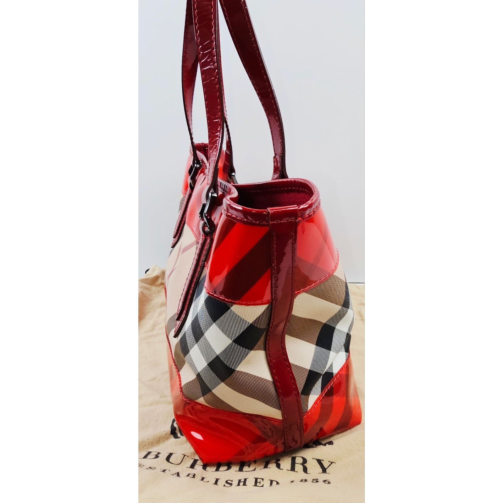 Burberry Burberry Red Nova Check Coated Canvas/Vinyl Tote Size ONE SIZE - 6 Thumbnail