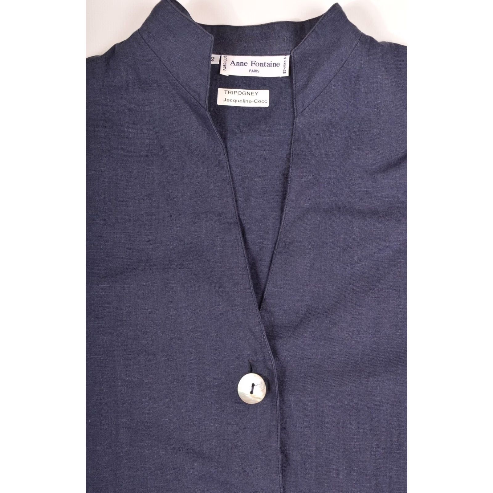 ANNE FONTAINE Anne Fontaine Paris Linen Flax Button Designer Shirt Navy Made in France Size 2 Blue Women Button-Up XS-2 Size XS / US 0-2 / IT 36-38 - 3 Thumbnail