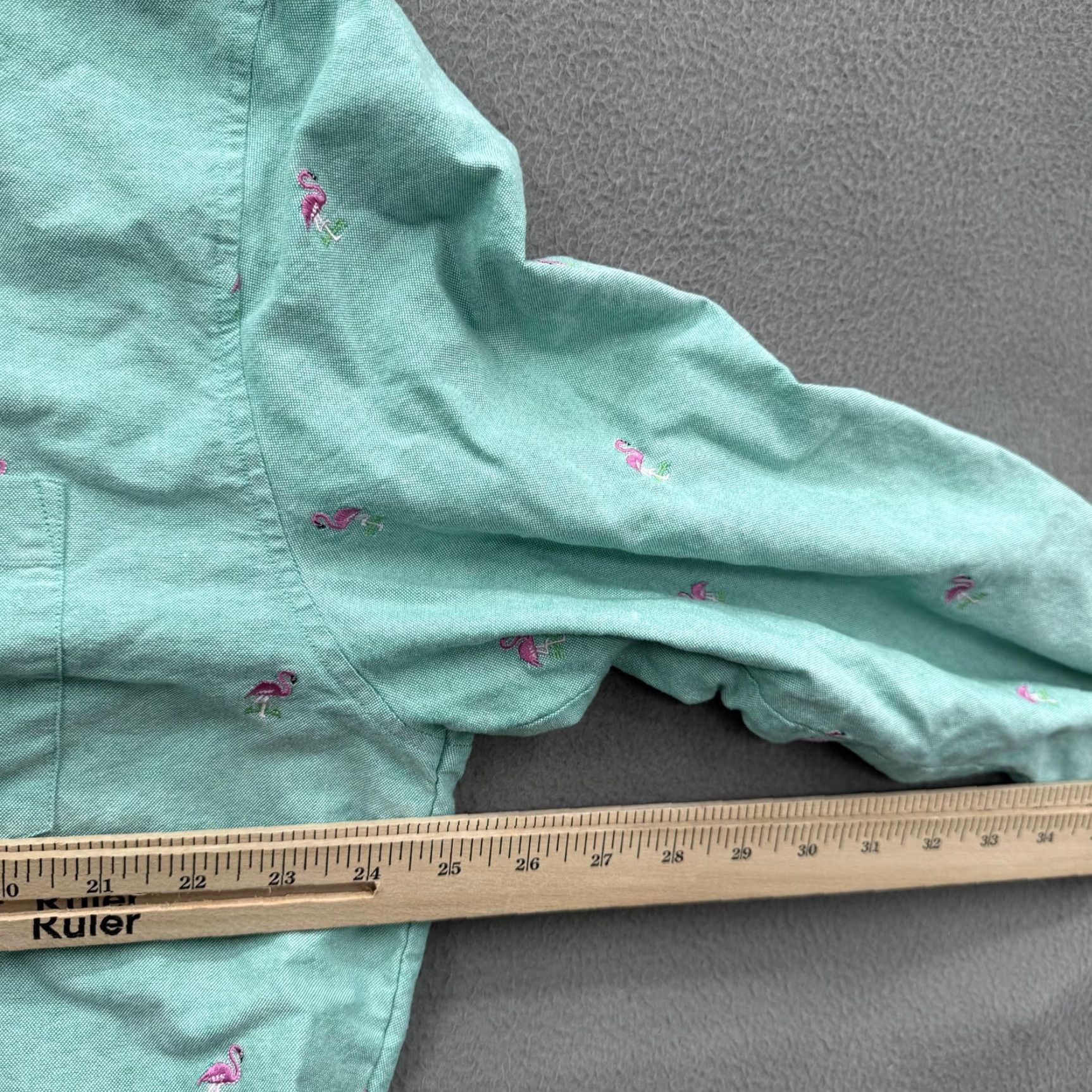 Chubbies Chubbies Shirt Mens 2XL Green Flamingo Embroidered Long Sleeve Cotton Casual Size US XXL / EU 58 / 5 - 4 Thumbnail