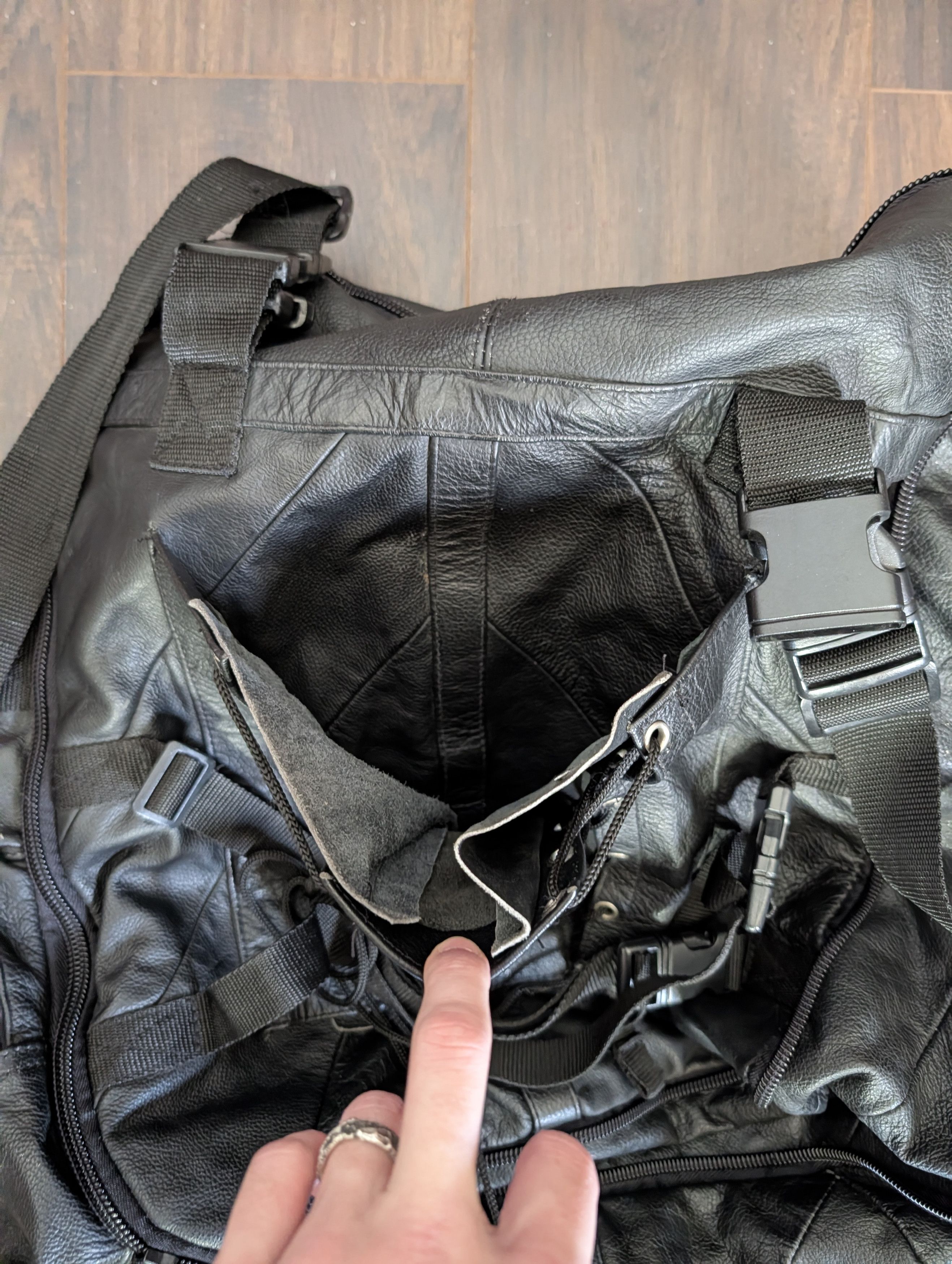 Vintage VTG leather 2-piece black biker cargo backpack Size ONE SIZE - 9 Thumbnail