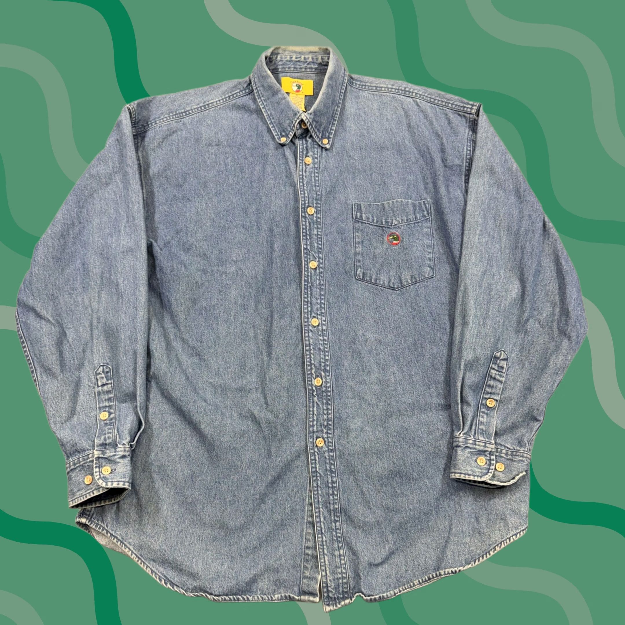 Vintage VINTAGE Duck Head Shirt Mens XL Blue Denim Long Sleeve Button Up Embroidered Size US XL / EU 56 / 4 - 1 Thumbnail
