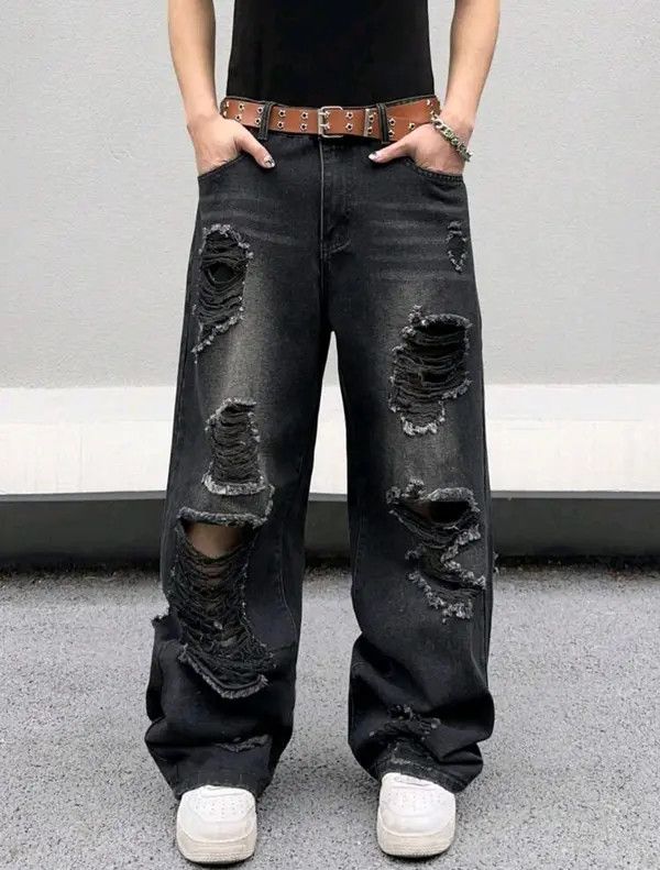 Japanese Brand Misuzu x Ayako Distressed Black Ripped Torn Jeans Y2k sh Size US 39 - 6 Thumbnail