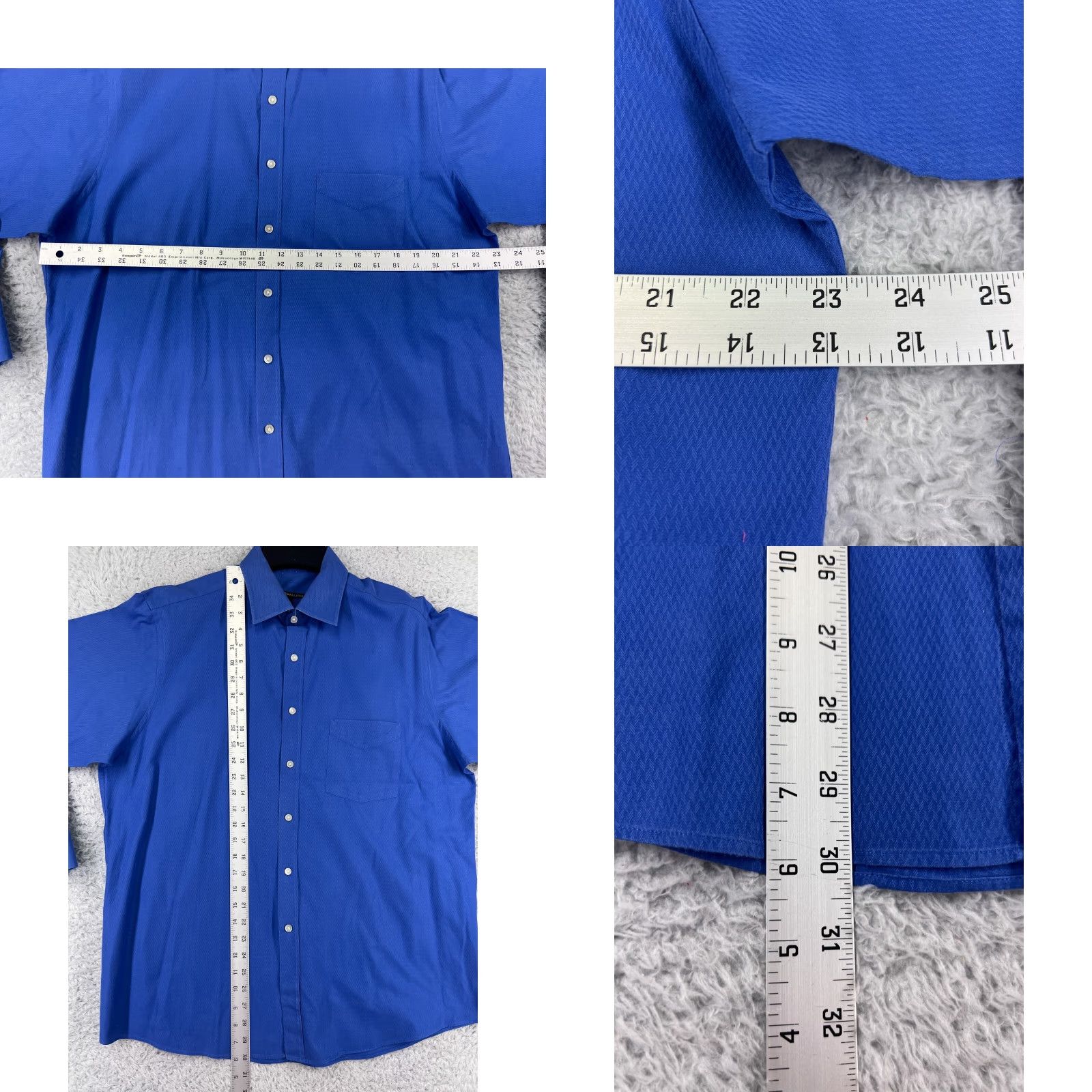 Bcbgmaxazria BCBGMAXAZRIA Shirt Mens Large Blue Dress Button Up 100% Cotton Pocket Collared Size 42R - 9 Thumbnail