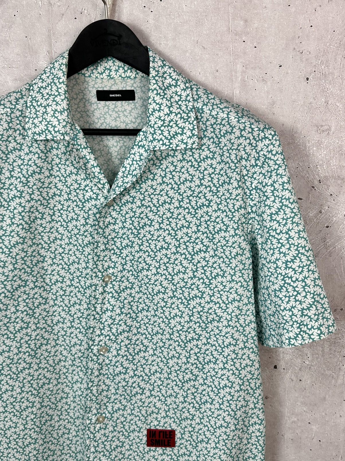 Diesel Diesel Printed Logo Button-up Short Sleeve Cotton Shirt Size US XL / EU 56 / 4 - 3 Thumbnail