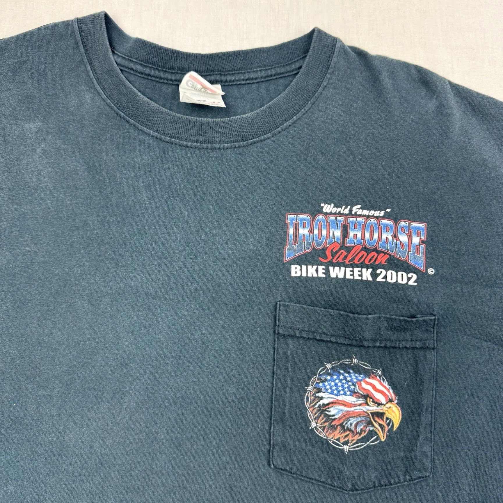 Anvil VINTAGE Iron Horse Bike Week T-Shirt Adult Large 2002 Eagle Biker Saloon USA Y2K Mens L Black Graphic Print 90s 2000s Size US L / EU 52-54 / 3 - 4 Thumbnail