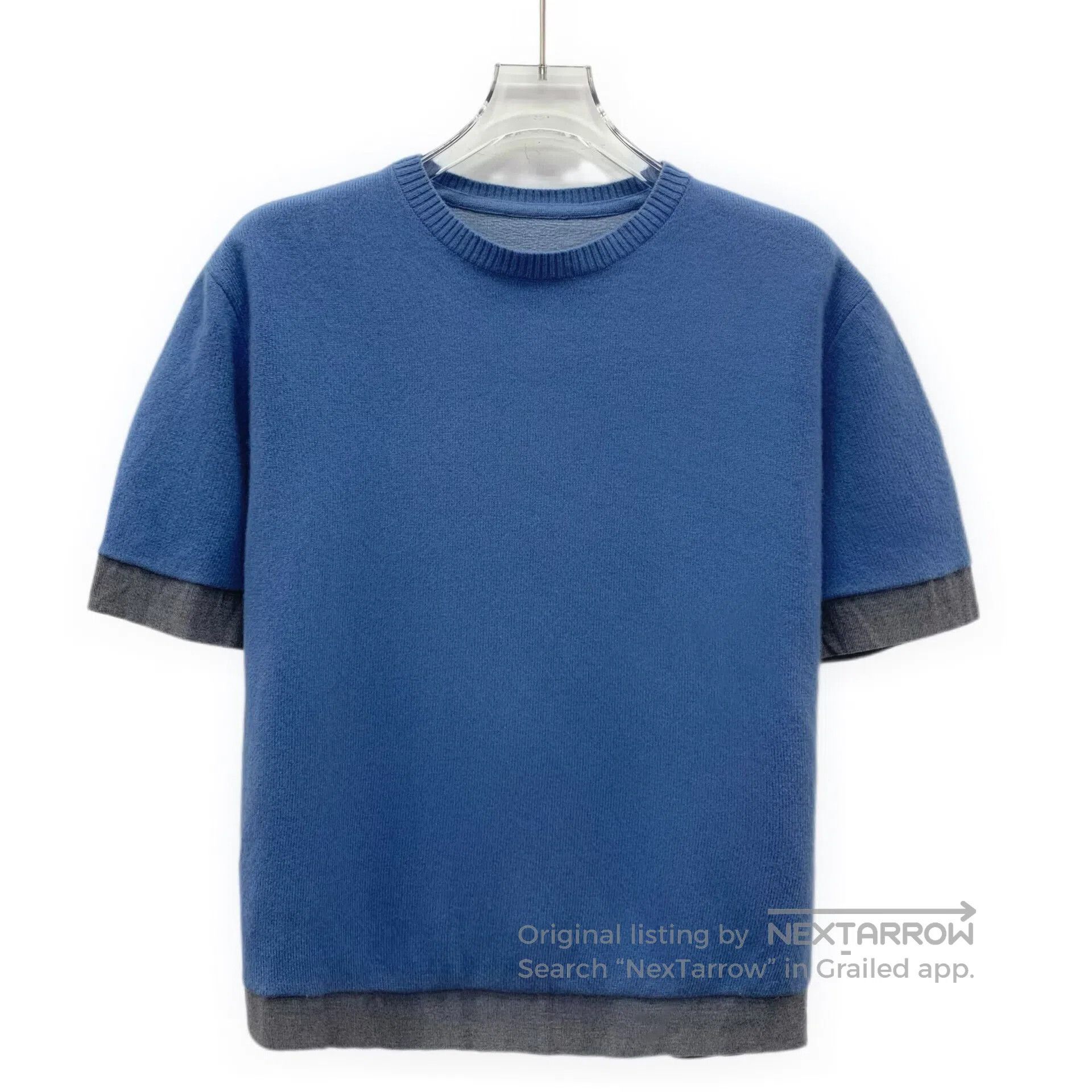 Moncler Moncler Blue Logo Patch Wool Round Neck Short Sleeve T-Shi Size US S / EU 44-46 / 1 - 1 Thumbnail