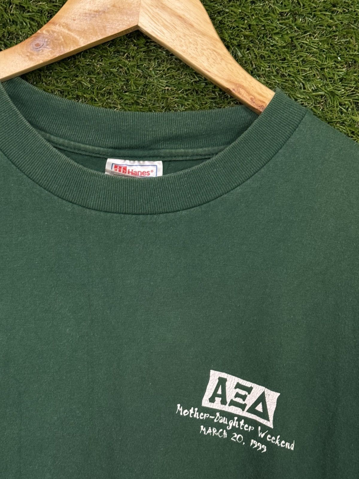 Vintage Vintage Alpha Sigma Alpha Forest Green Sorority Hanes Tee Size US L / EU 52-54 / 3 - 4 Thumbnail