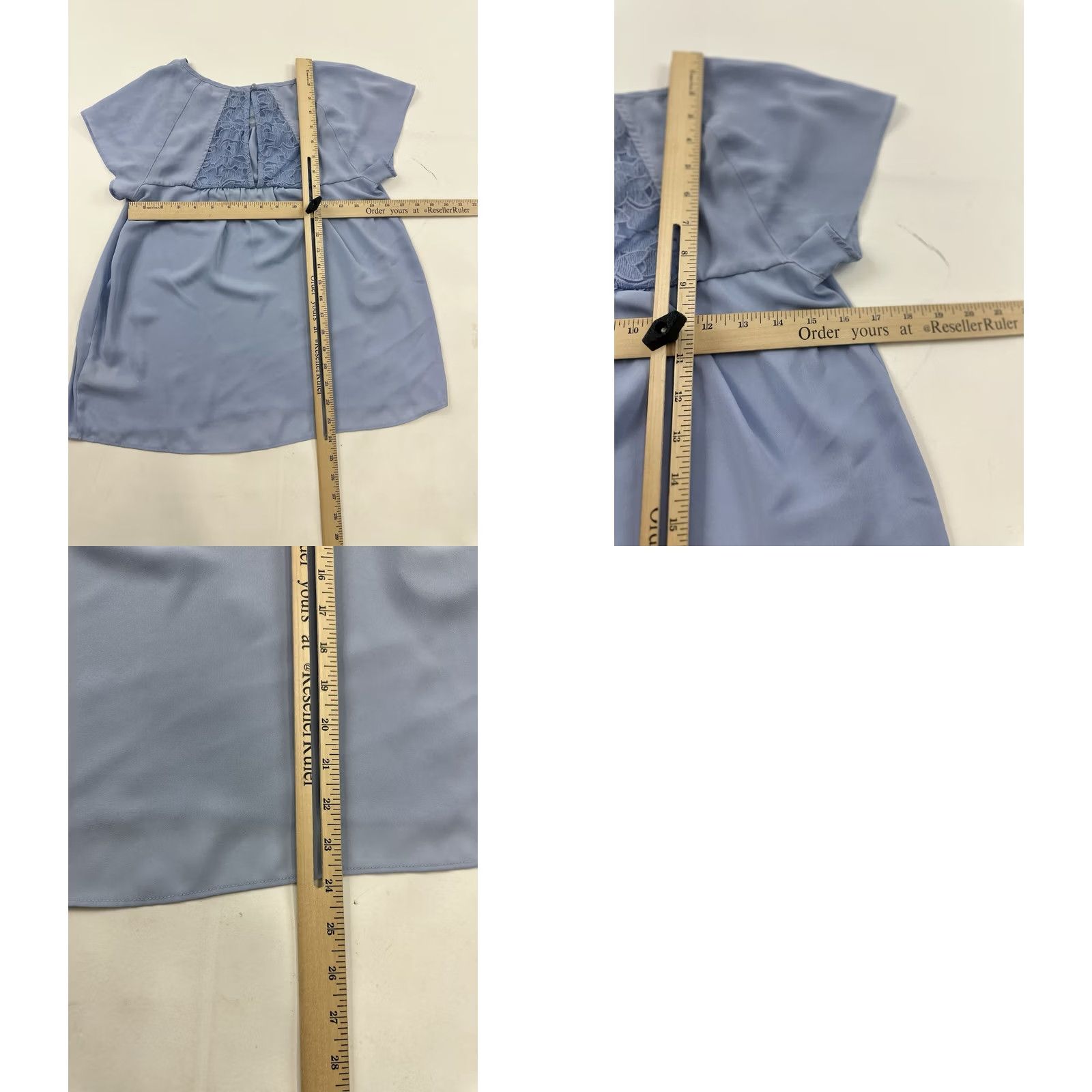 Vintage Maeve Anthropologie Blouse Womens 4 Blue Lace Detail Cap Sleeve Keyhole Back Top Size S / US 4 / IT 40 - 8 Thumbnail
