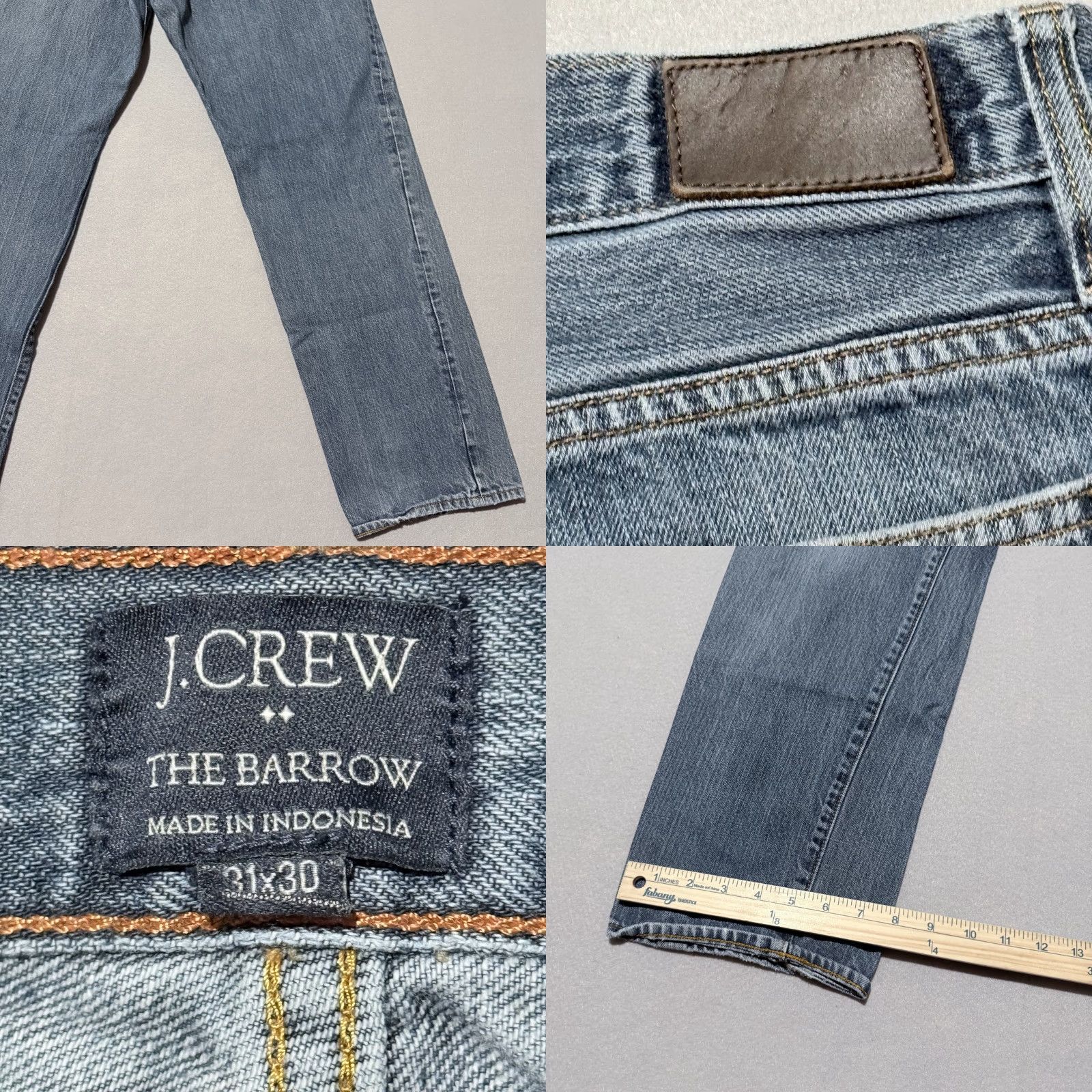J.Crew J.Crew The Barrow Jeans Mens Medium Wash Denim Mid-Rise Classic Straight - 31X30 Blue Men Jeans Size US 31 - 8 Thumbnail