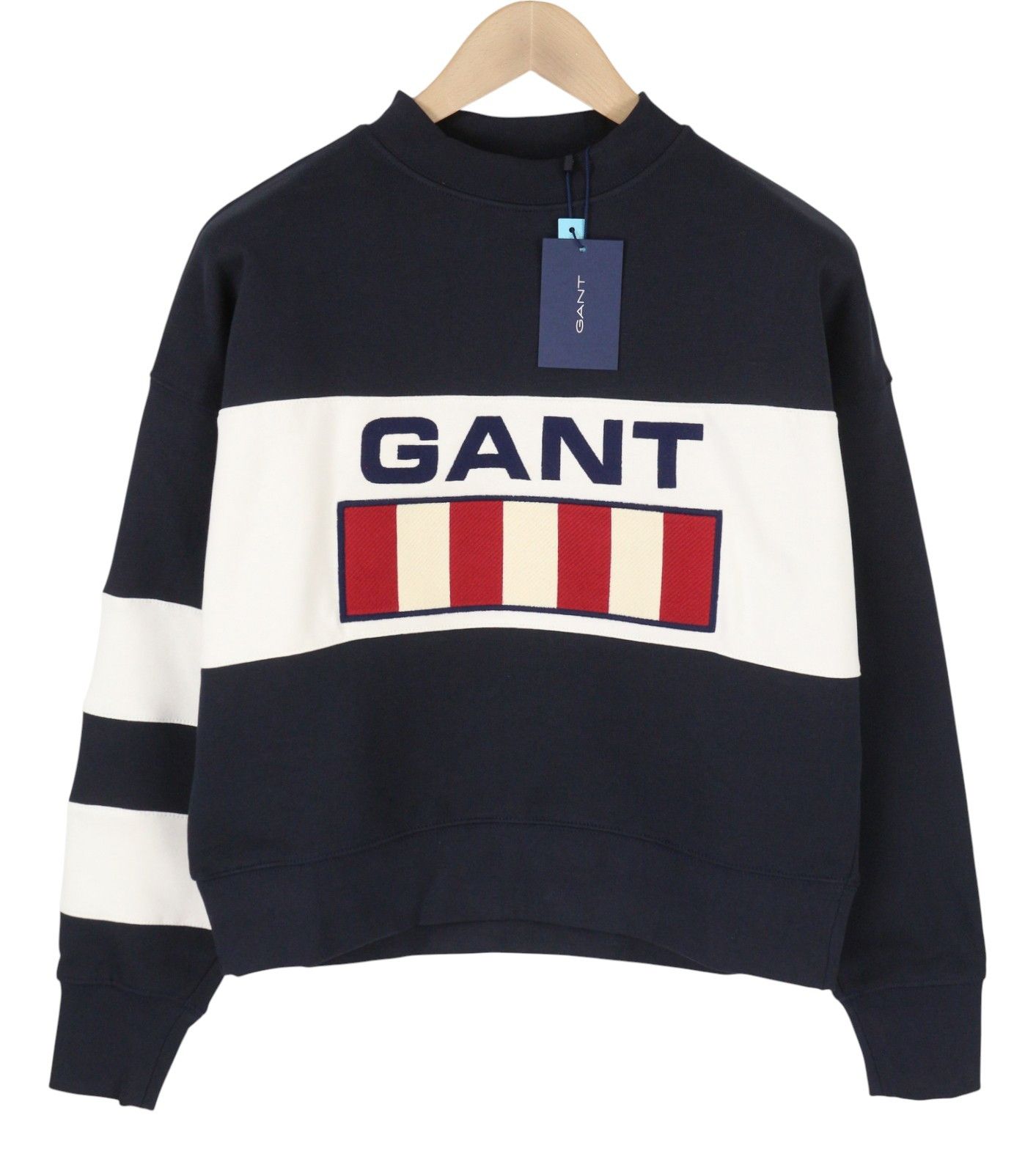 Gant RETRO LOGO BLOCK XS Blue Oversized Sweatshirt 87216 Size XS / US 0-2 / IT 36-38 - 1 Thumbnail