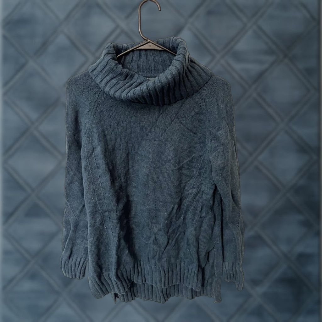 Loft VINTAGE LOFT Teal Blue Turtleneck Sweater Women Small Cotton Blend Pullover Fall Winter Mens Size S / US 4 / IT 40 - 1 Thumbnail