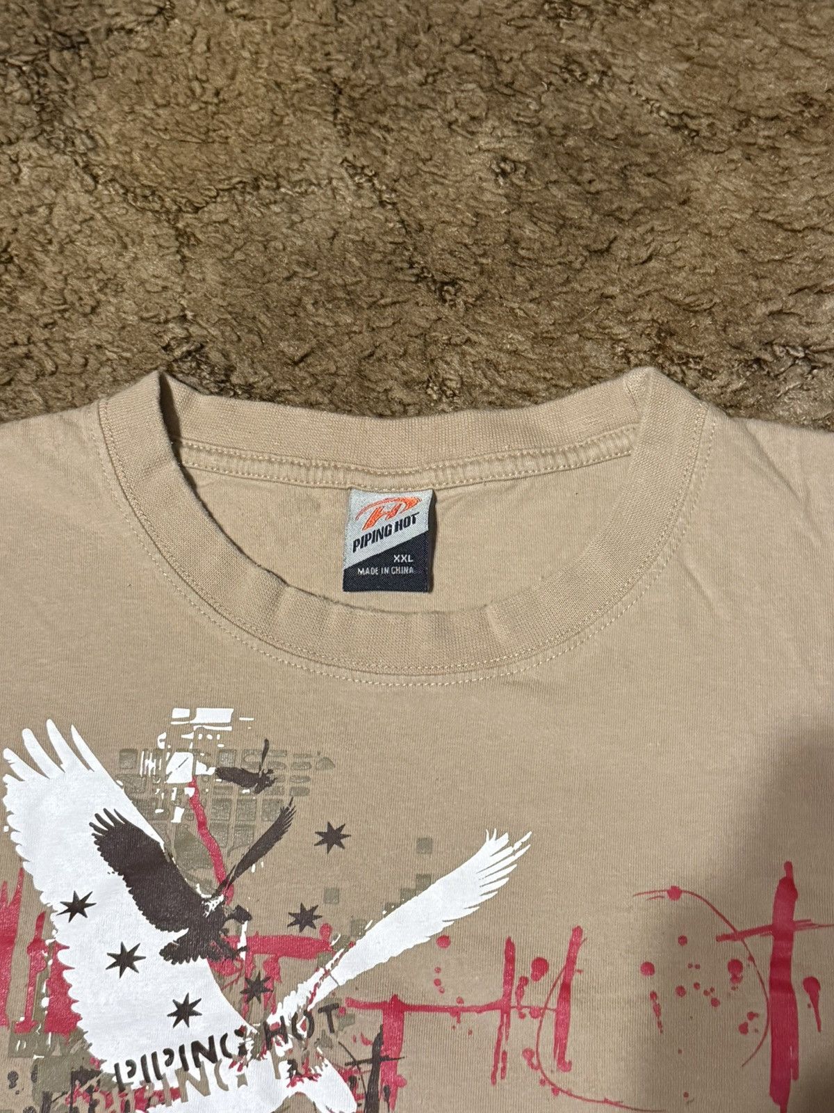 Vintage Y2K Piping Hot T-Shirt Skater Graphic Tee Beige XXLarge Size US XXL / EU 58 / 5 - 3 Thumbnail