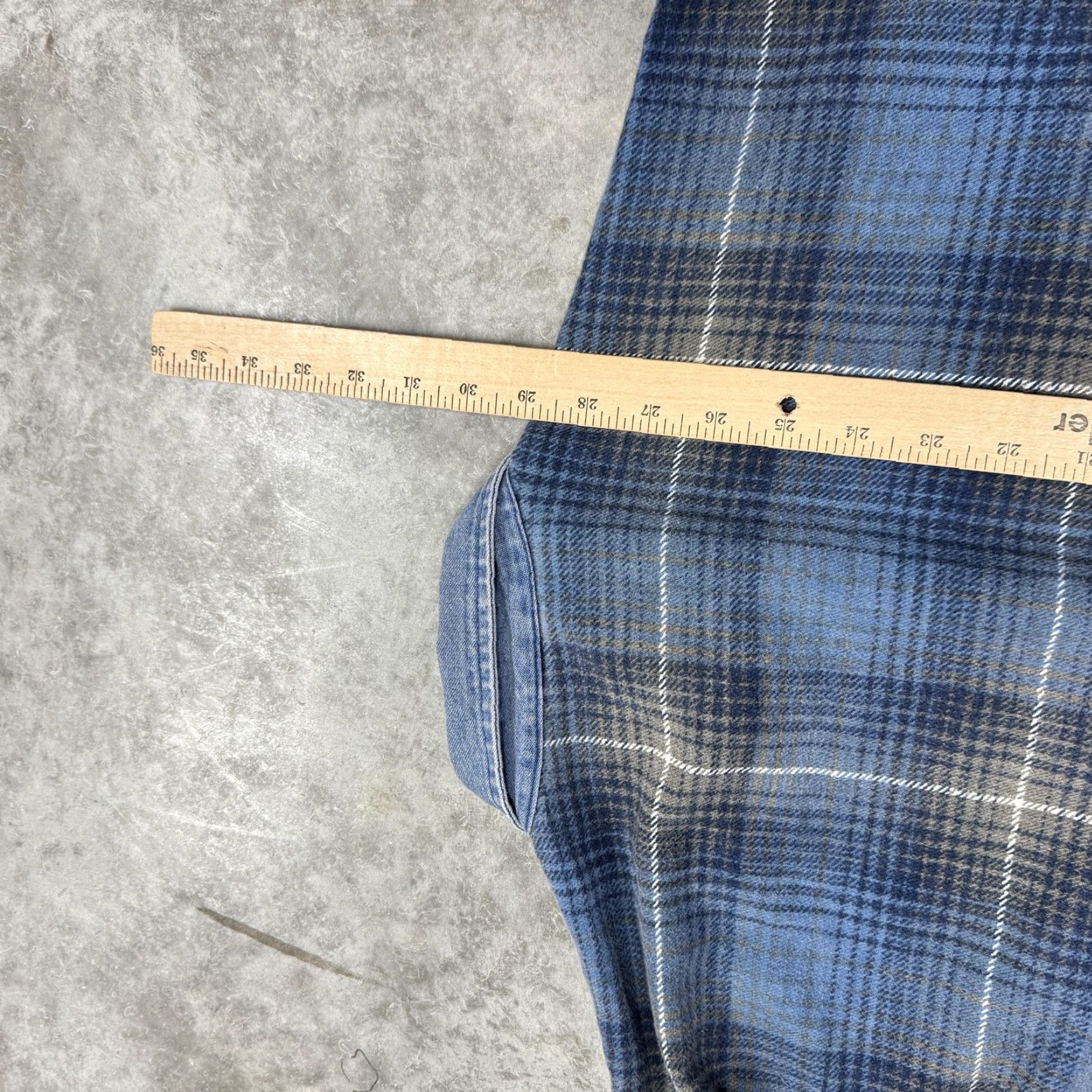 Denime VINTAGE Structure Sweatshirt Mens Large plaid pullover collared 100% Cotton USA Made Blue/Multi Size US L / EU 52-54 / 3 - 6 Thumbnail