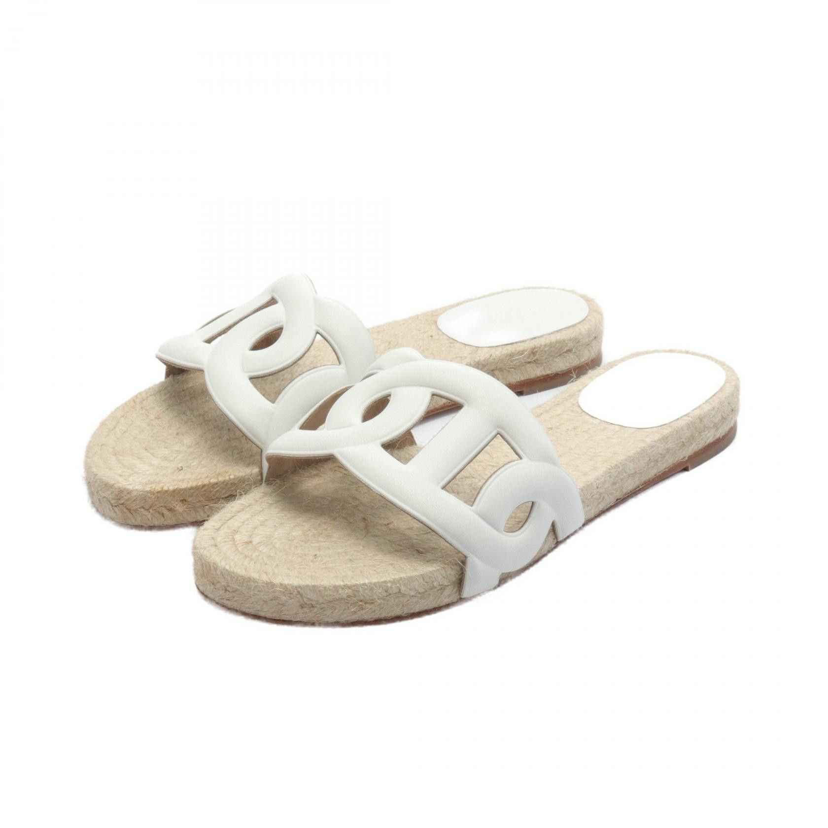 Hermes Hermes Famosa Chaine D'ancre Leather Sandals Leather Shoes in White, Women's