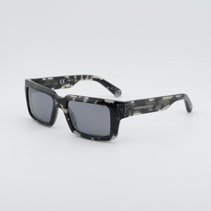 Philipp Plein Philipp Plein SPP044M 809X Sunglasses Black Rectangle Frame Size ONE SIZE - 1 Thumbnail