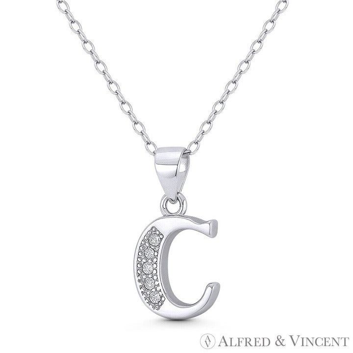 Other Initial Letter "C" CZ Crystal Pendant in .925 Sterling Silve Size ONE SIZE - 1 Preview