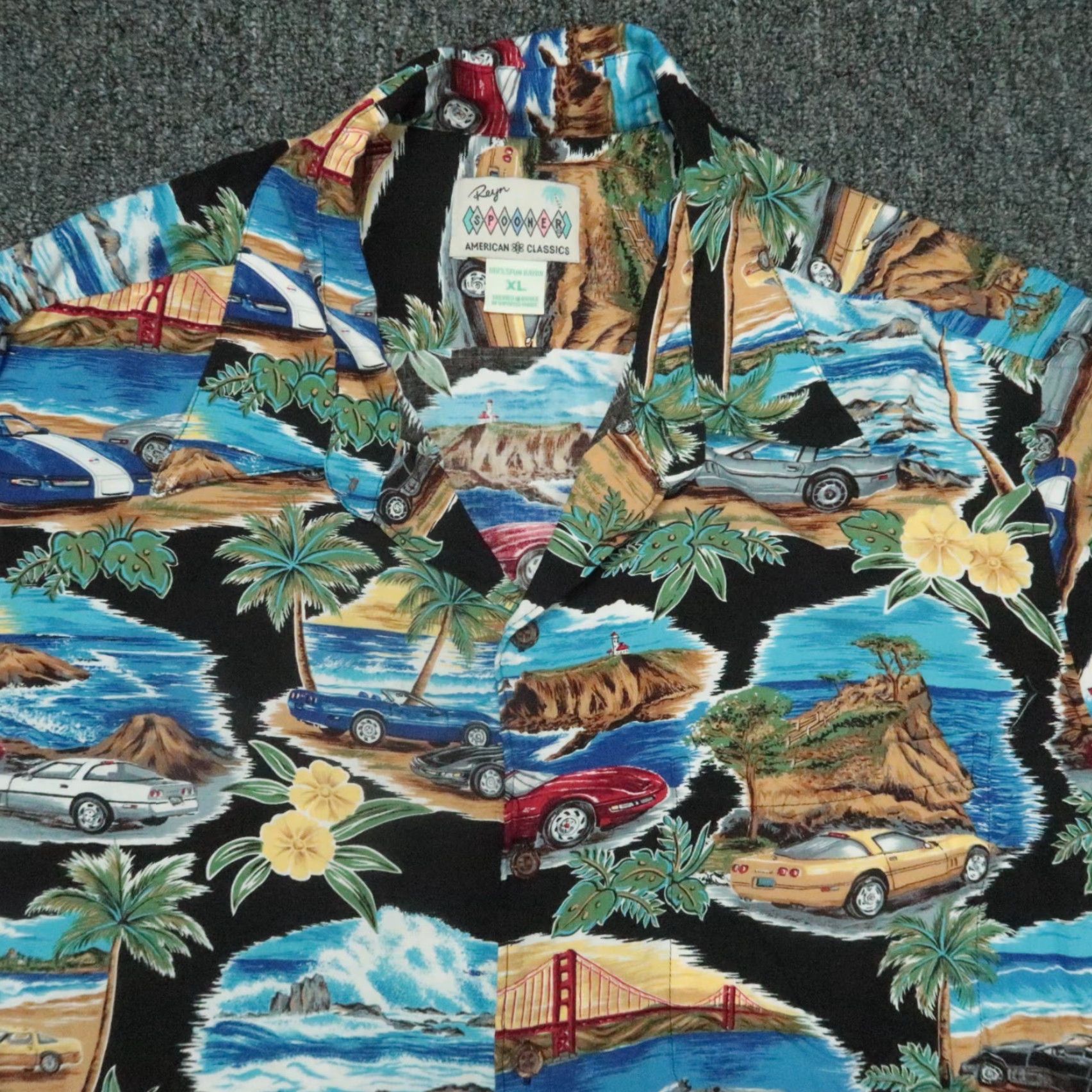 Reyn Spooner VINTAGE Reyn Spooner Shirt Mens XL Black Hawaiian Sports Cars USA Size US XL / EU 56 / 4 - 2 Thumbnail