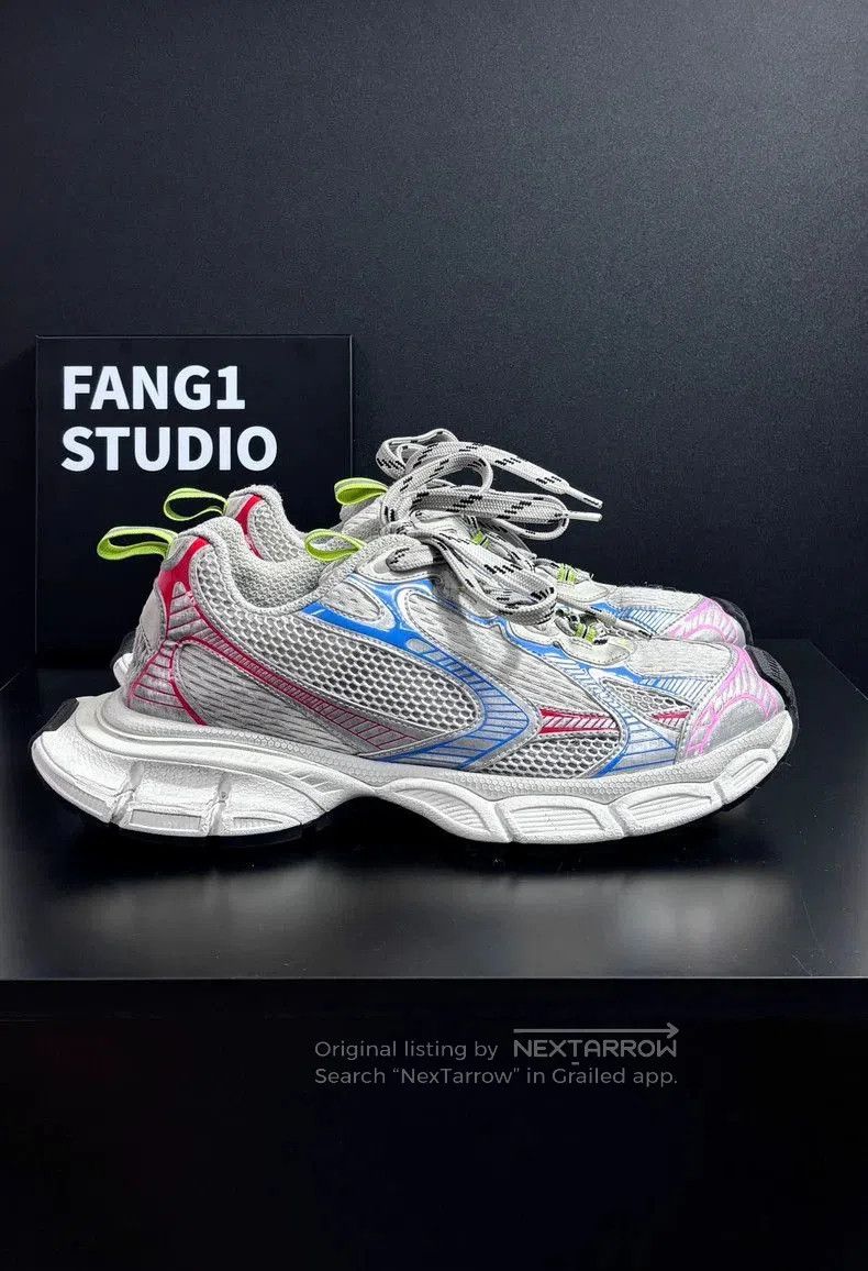 Balenciaga Balenciaga 3xl Rainbow Color White Red Blue Low-Top Sneaker Size US 10 / EU 43 - 3 Thumbnail